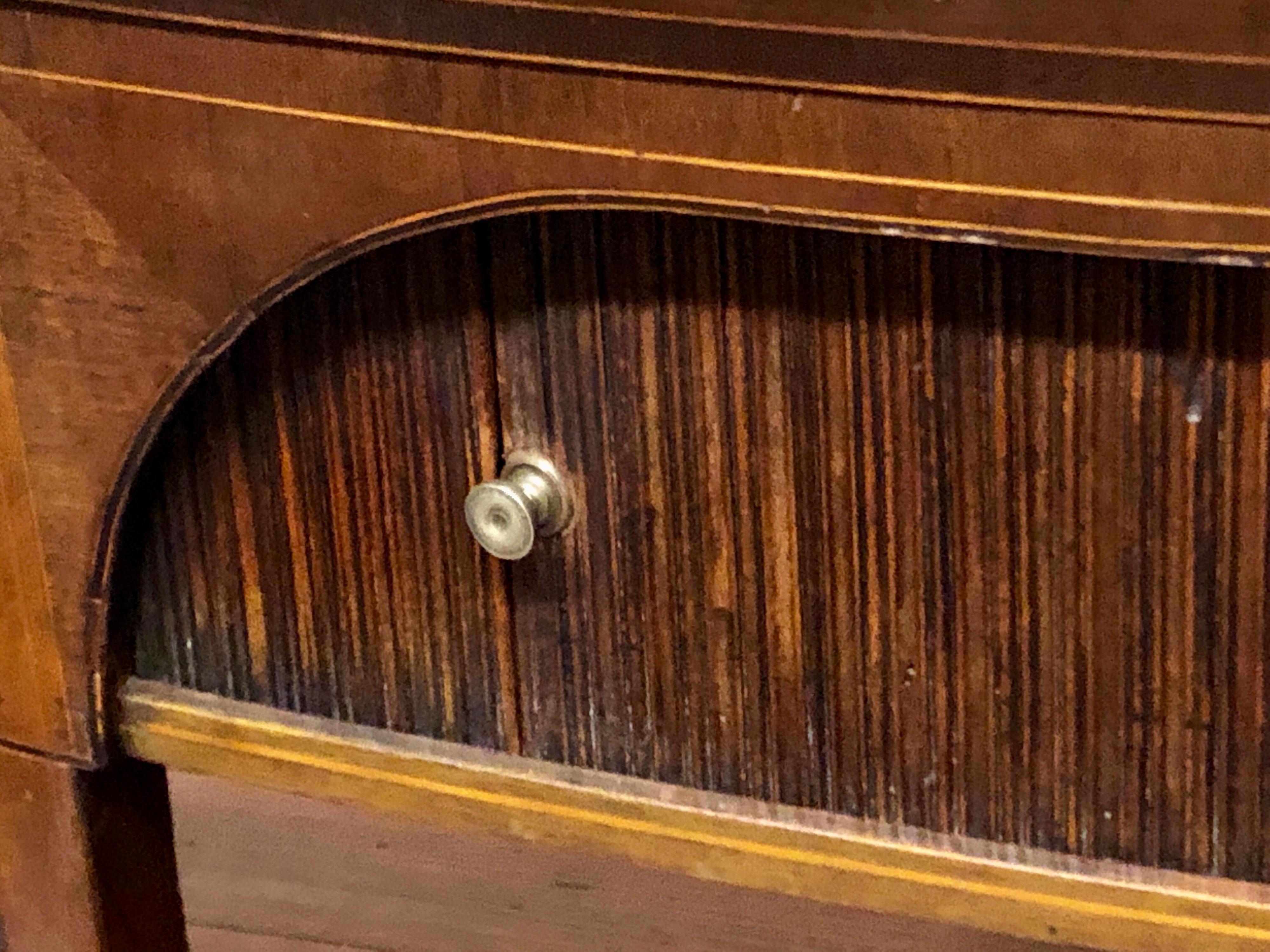 Late 18th C. English Inlaid Mahogany Hepplewhite Style Shaped Front Sideboard For Sale 3