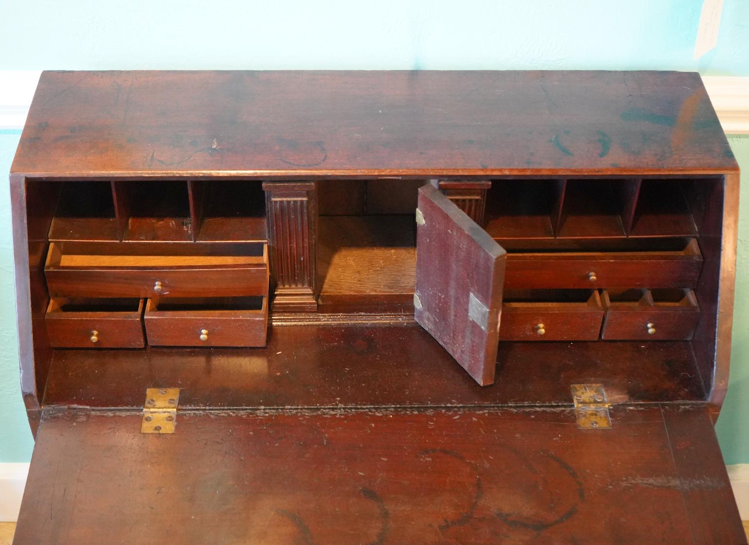 18th Century Late 18th C. English Small Size Mahogany Fall Front Desk with Original Brasses