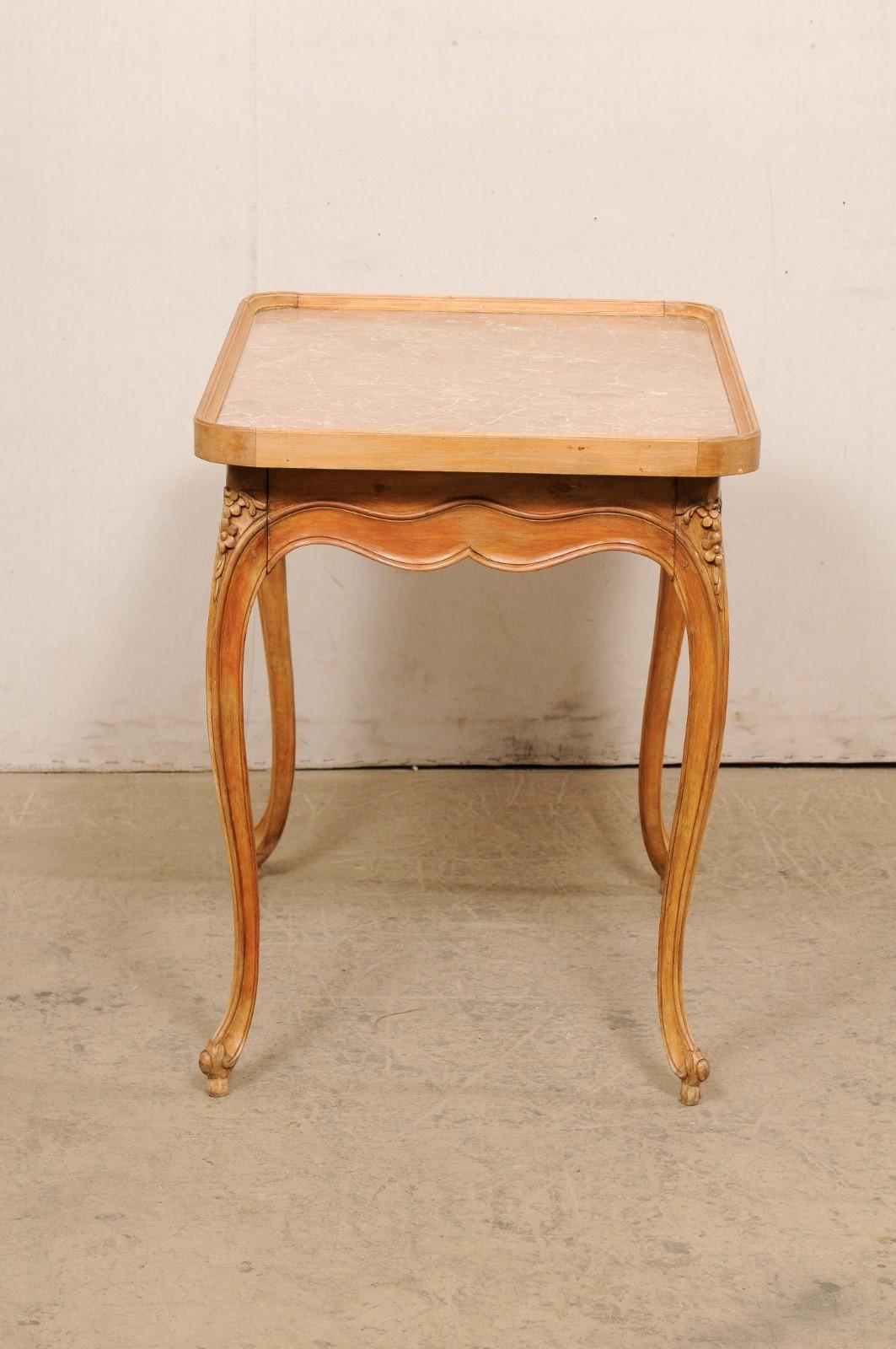 Late 18th Century French Marble-Top Carved-Wood Occasional Table with Drawer For Sale 7