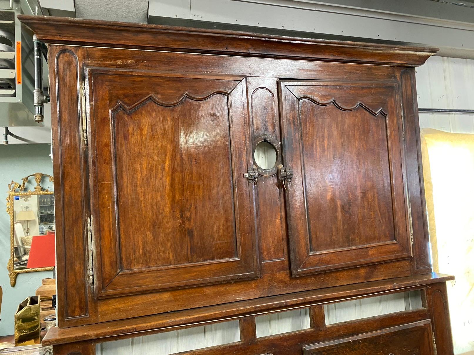 Hand-Carved Late 18th Century French Paneled Boiserie Storage Wall Unit For Sale
