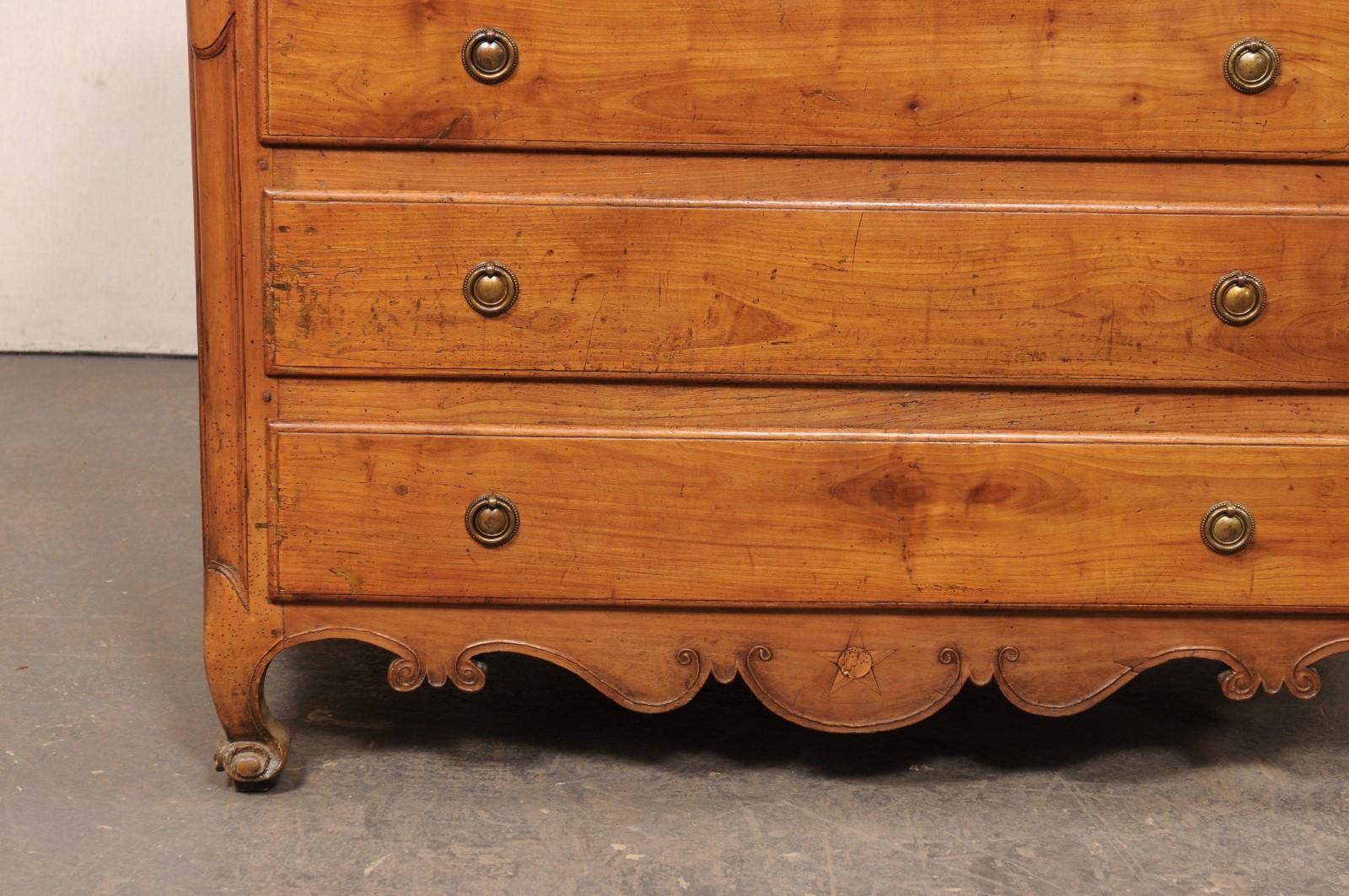 Late 18th C. French Walnut Commode w/Elegantly Carved Skirt For Sale 6