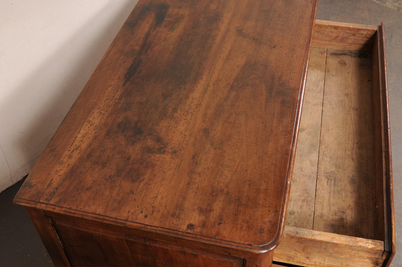 19th Century Late 18th C. French Walnut Commode w/Elegantly Carved Skirt For Sale