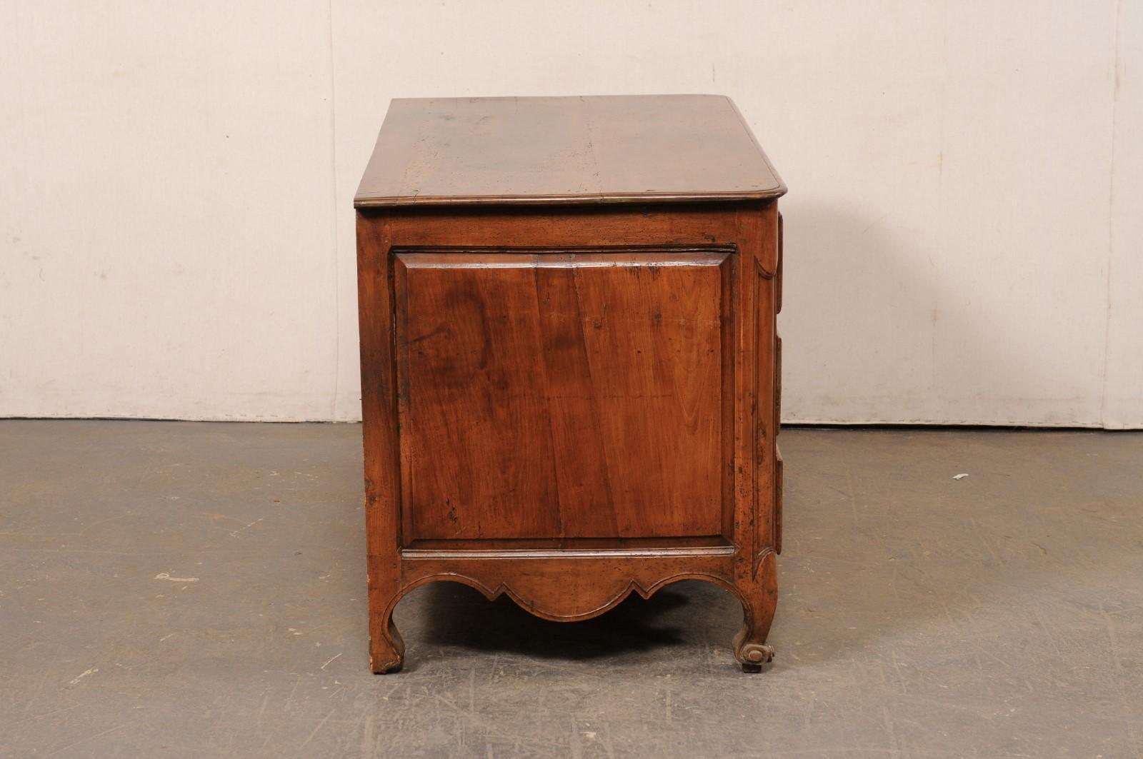 Wood Late 18th C. French Walnut Commode w/Elegantly Carved Skirt For Sale