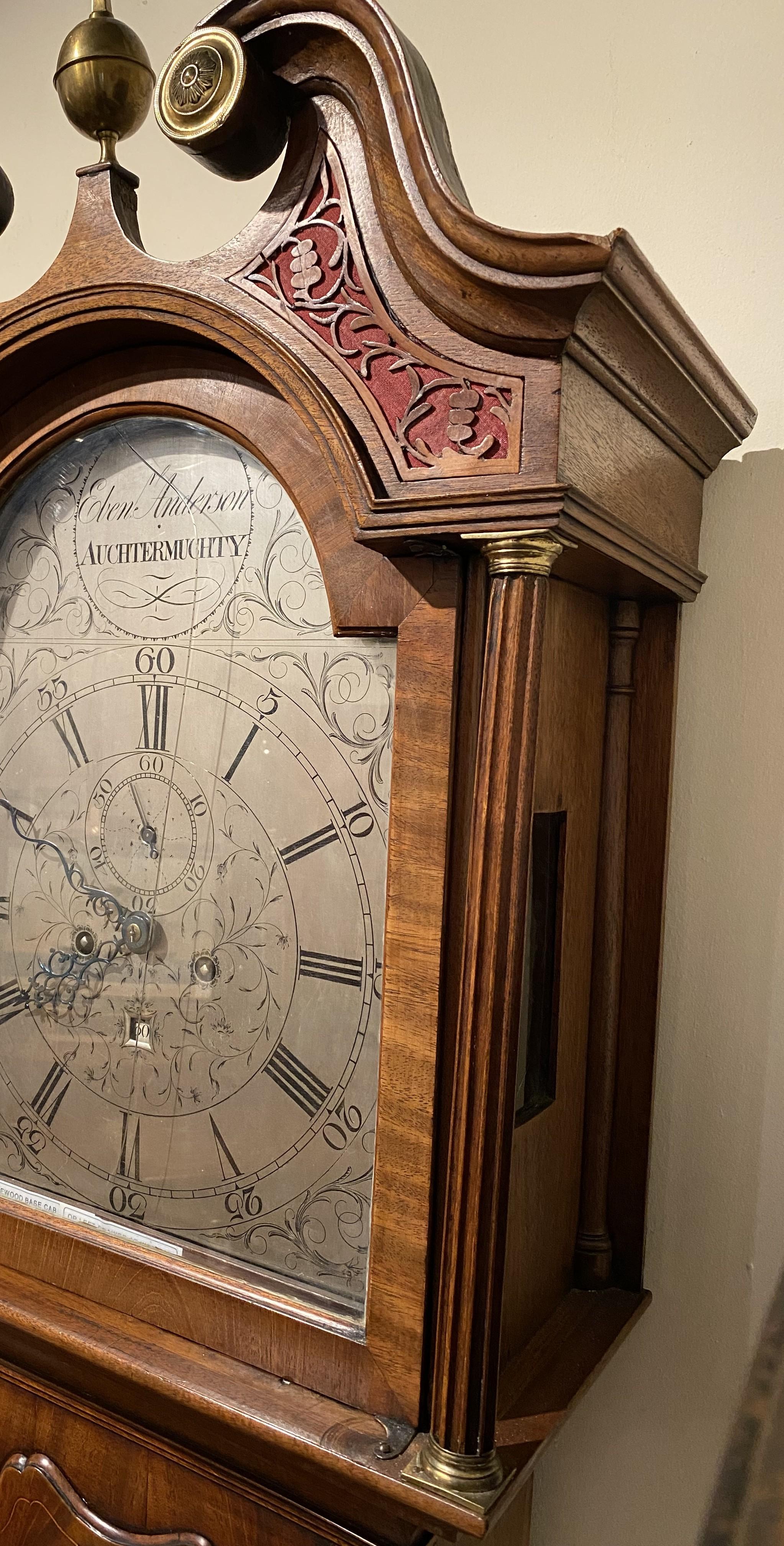 Late 18th c Scottish Mahogany Tall Clock by Ebenezer Anderson, Auchtermuchty For Sale 3