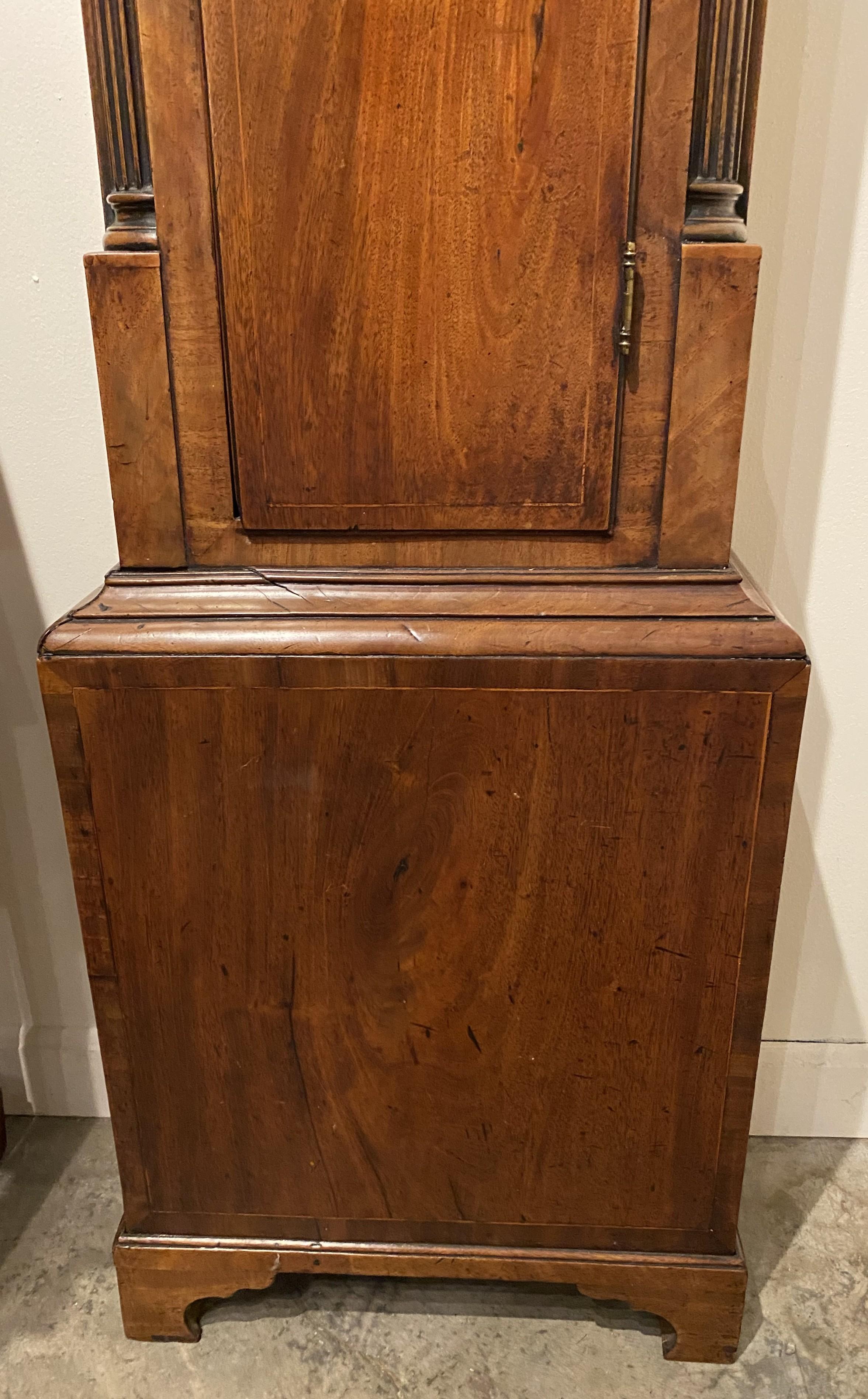 Brass Late 18th c Scottish Mahogany Tall Clock by Ebenezer Anderson, Auchtermuchty For Sale