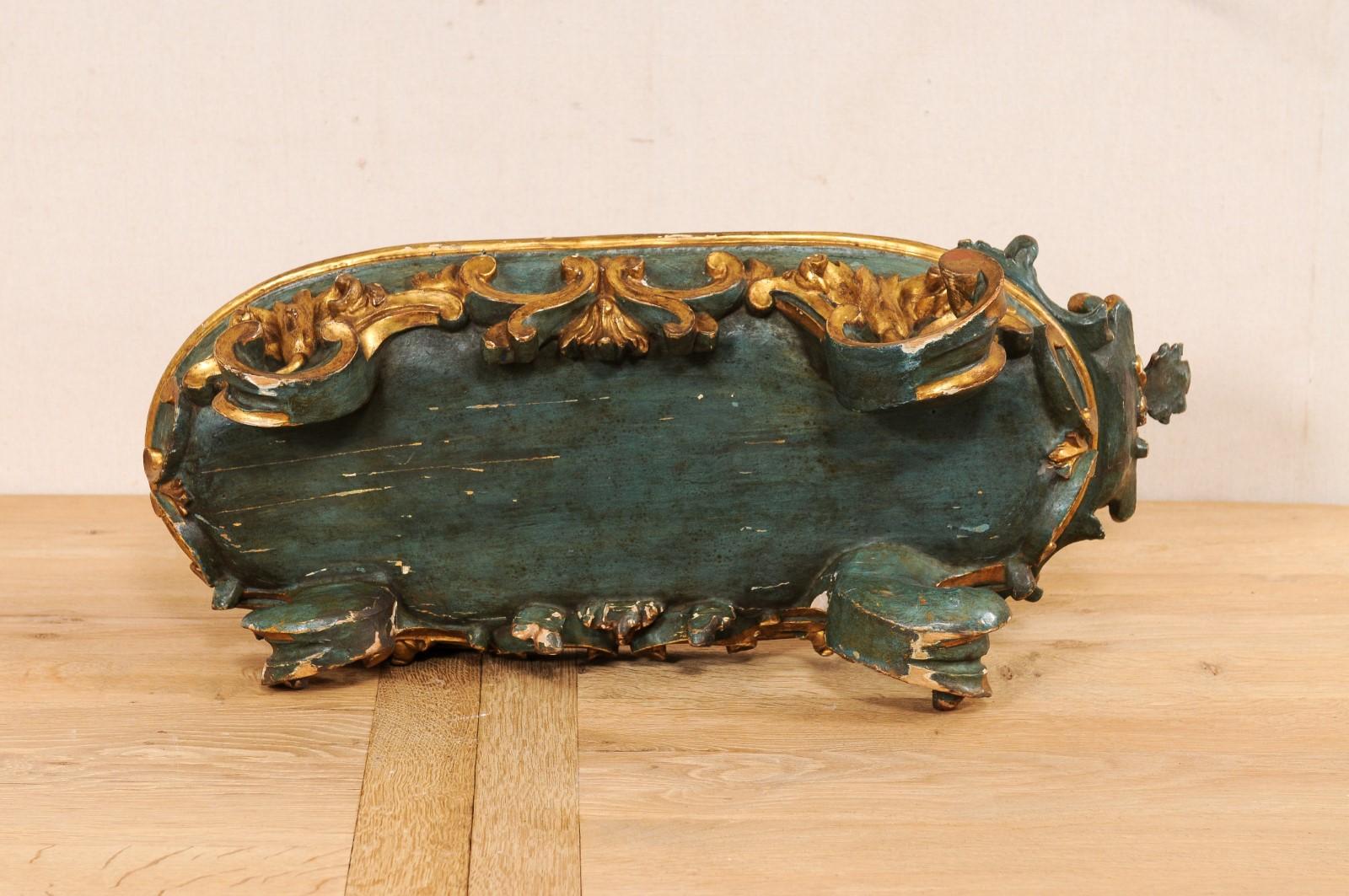 Late 18th C. Italian Carved Wood Tilted Display Bowl, Approx. 2 Ft Long For Sale 8