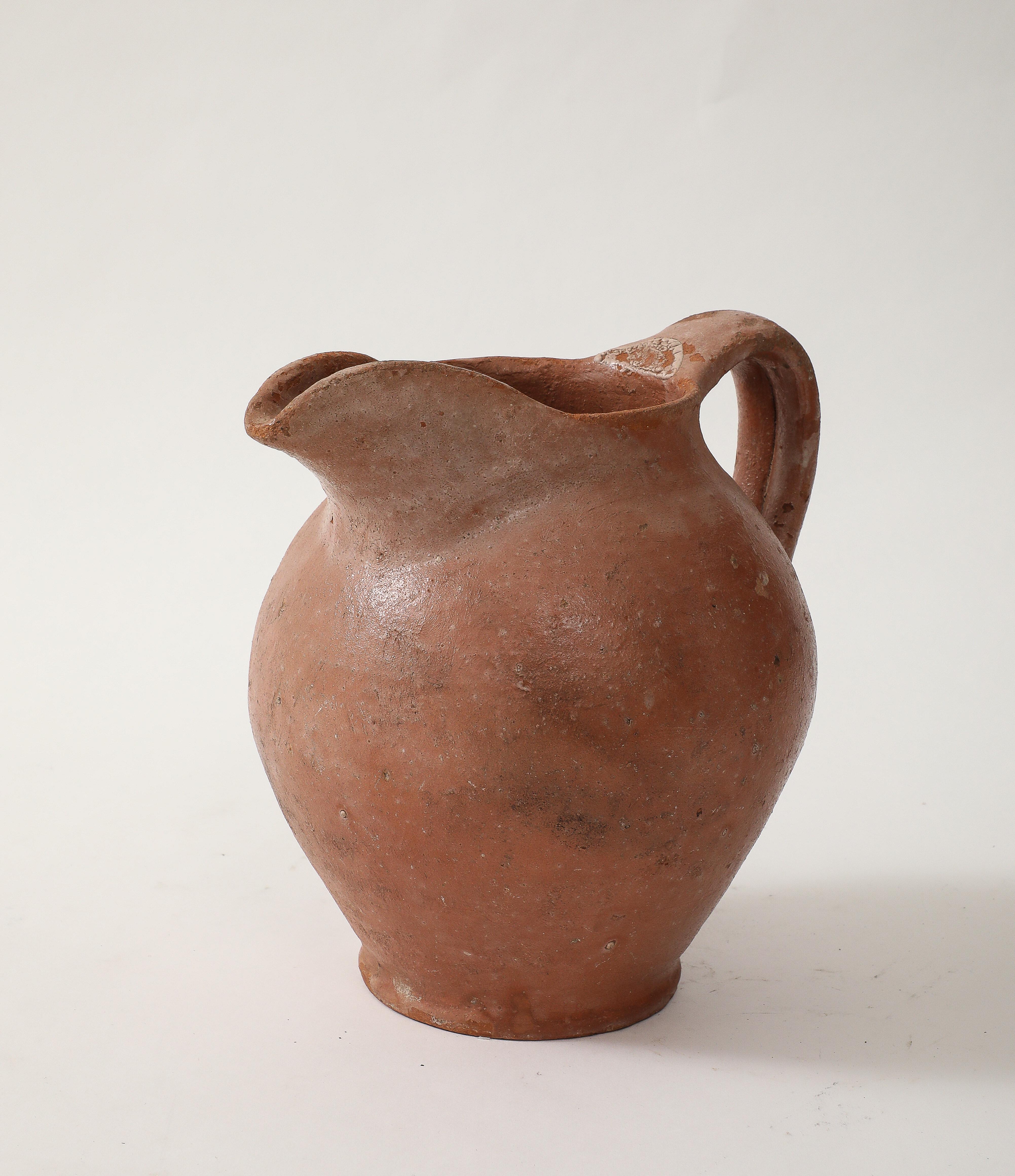 Primitive Late 18th C. Italian Earthenware Pitcher For Sale
