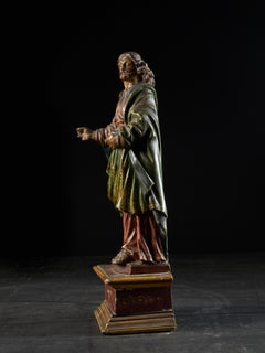 Late 18th Century, Italian Shool, Wooden Polychrome Standing Jezus Christ Statue