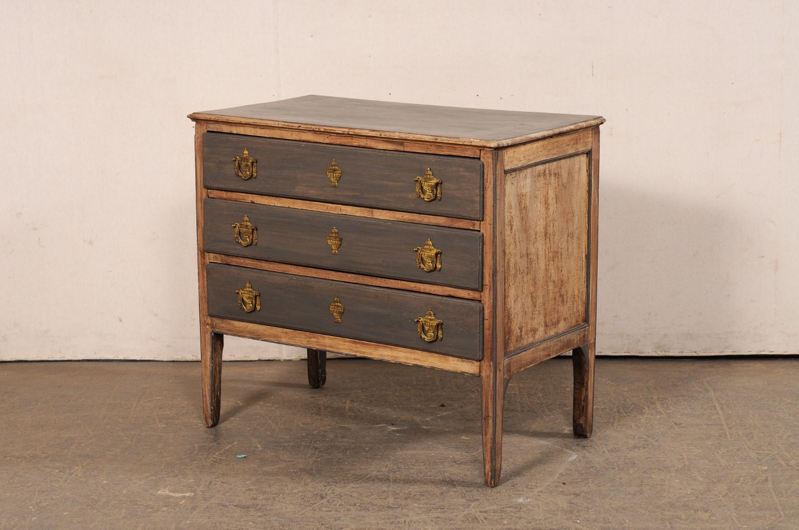 Late 18th C. Italian Two-Tone Wooden Chest w/Neoclassic Hardware For Sale 6