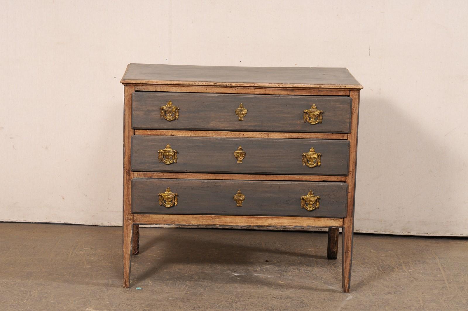 Late 18th C. Italian Two-Tone Wooden Chest w/Neoclassic Hardware For Sale 7