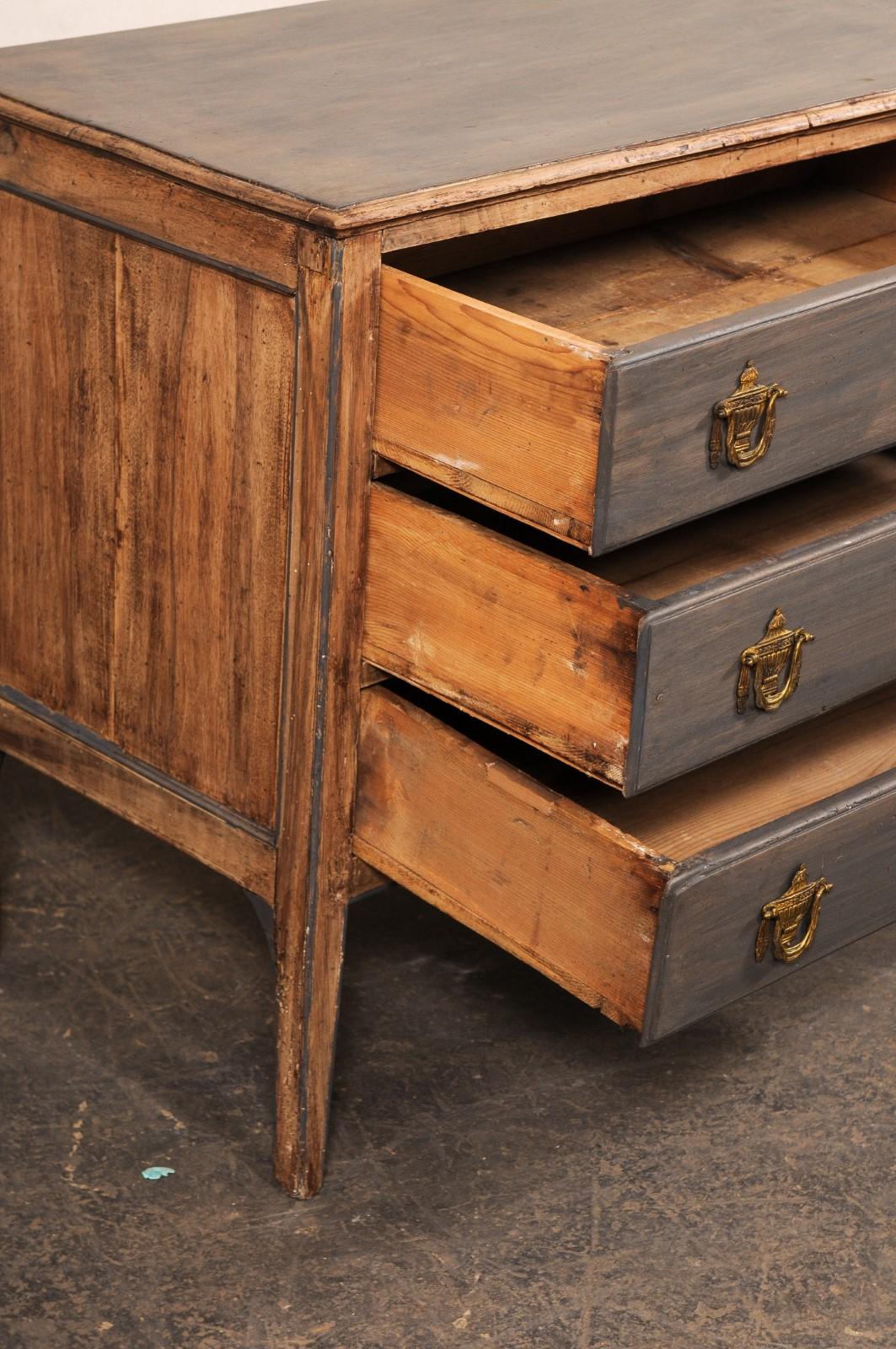 19th Century Late 18th C. Italian Two-Tone Wooden Chest w/Neoclassic Hardware For Sale
