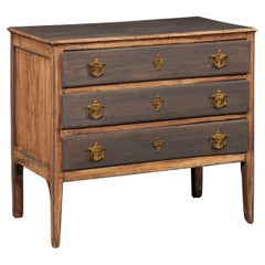Antique Late 18th C. Italian Two-Tone Wooden Chest w/Neoclassic Hardware