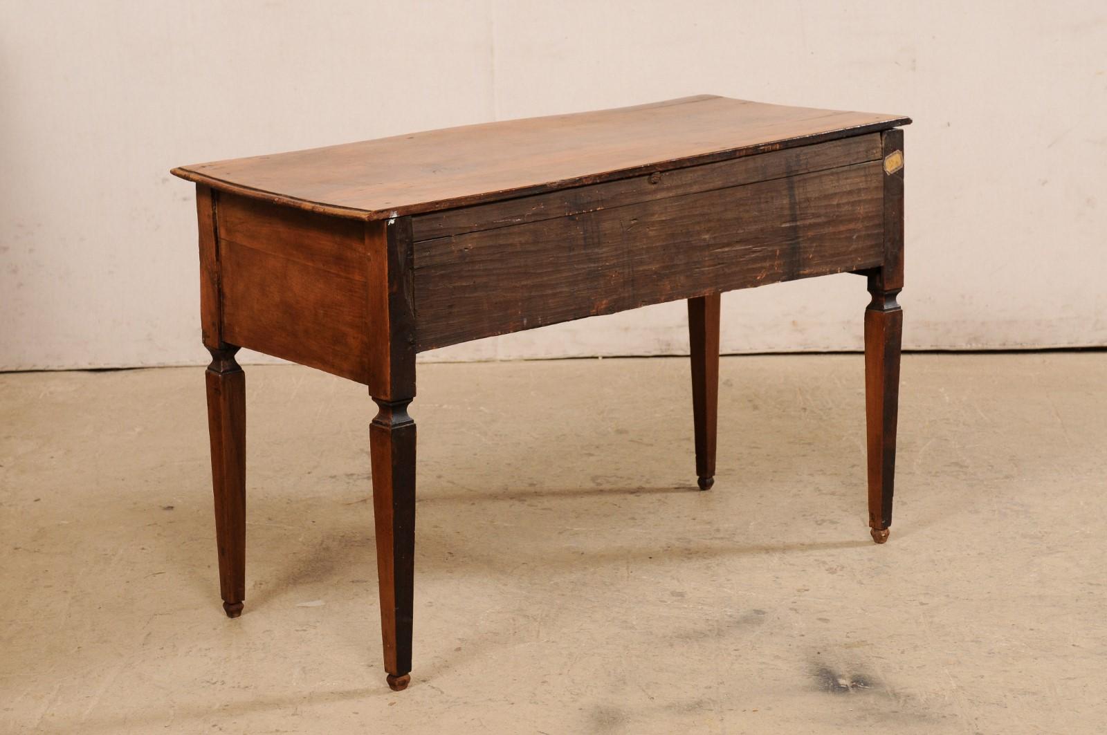 Late 18th C. Italian Walnut Server Table w/Subtle Bow Front & Long Single Drawer For Sale 6