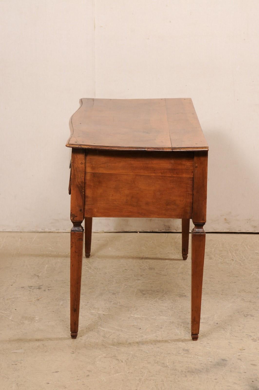 Late 18th C. Italian Walnut Server Table w/Subtle Bow Front & Long Single Drawer For Sale 7