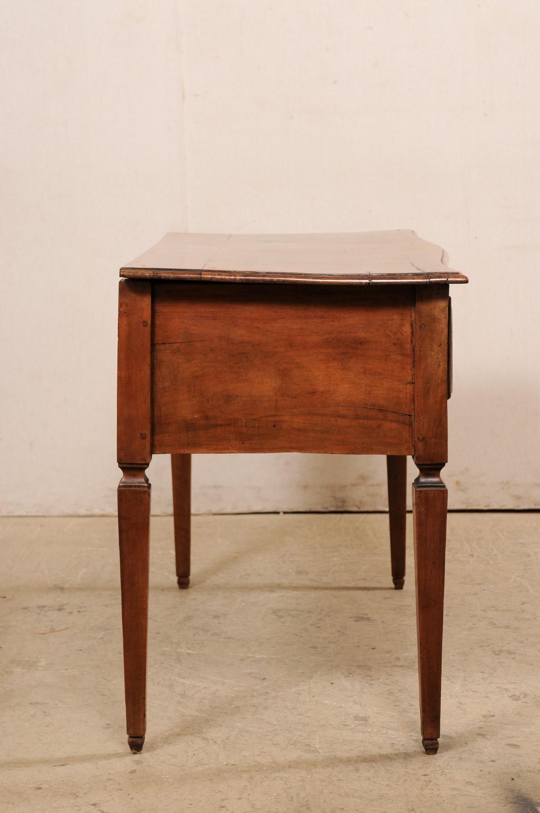 Late 18th C. Italian Walnut Server Table w/Subtle Bow Front & Long Single Drawer For Sale 3