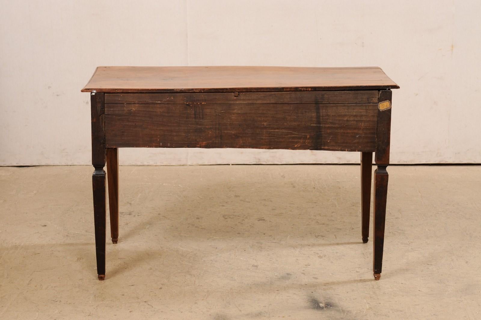 Late 18th C. Italian Walnut Server Table w/Subtle Bow Front & Long Single Drawer For Sale 5