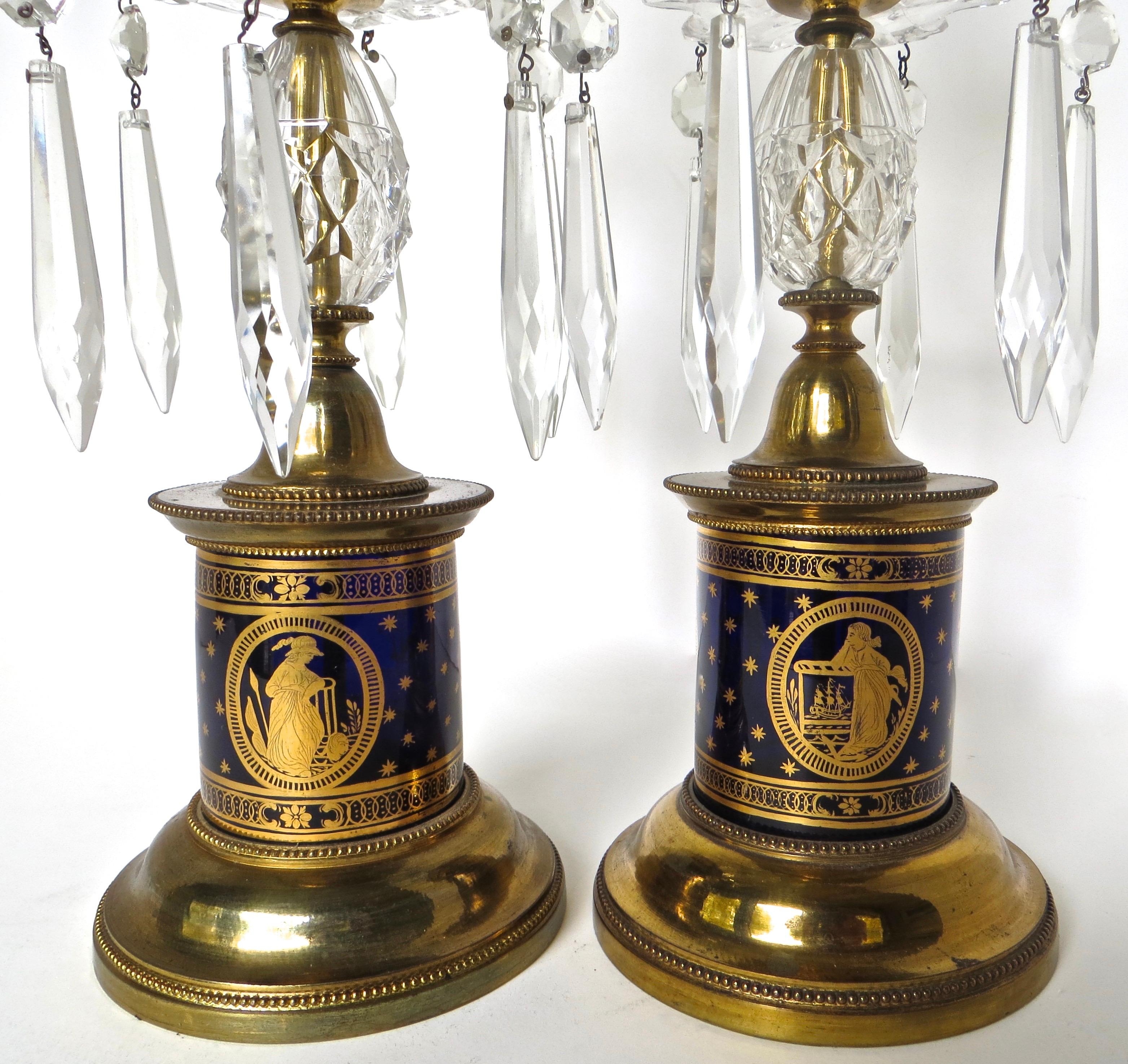 Late 18th C. Rare Pair Of English Lustre Candlesticks In Good Condition For Sale In Incline Village, NV