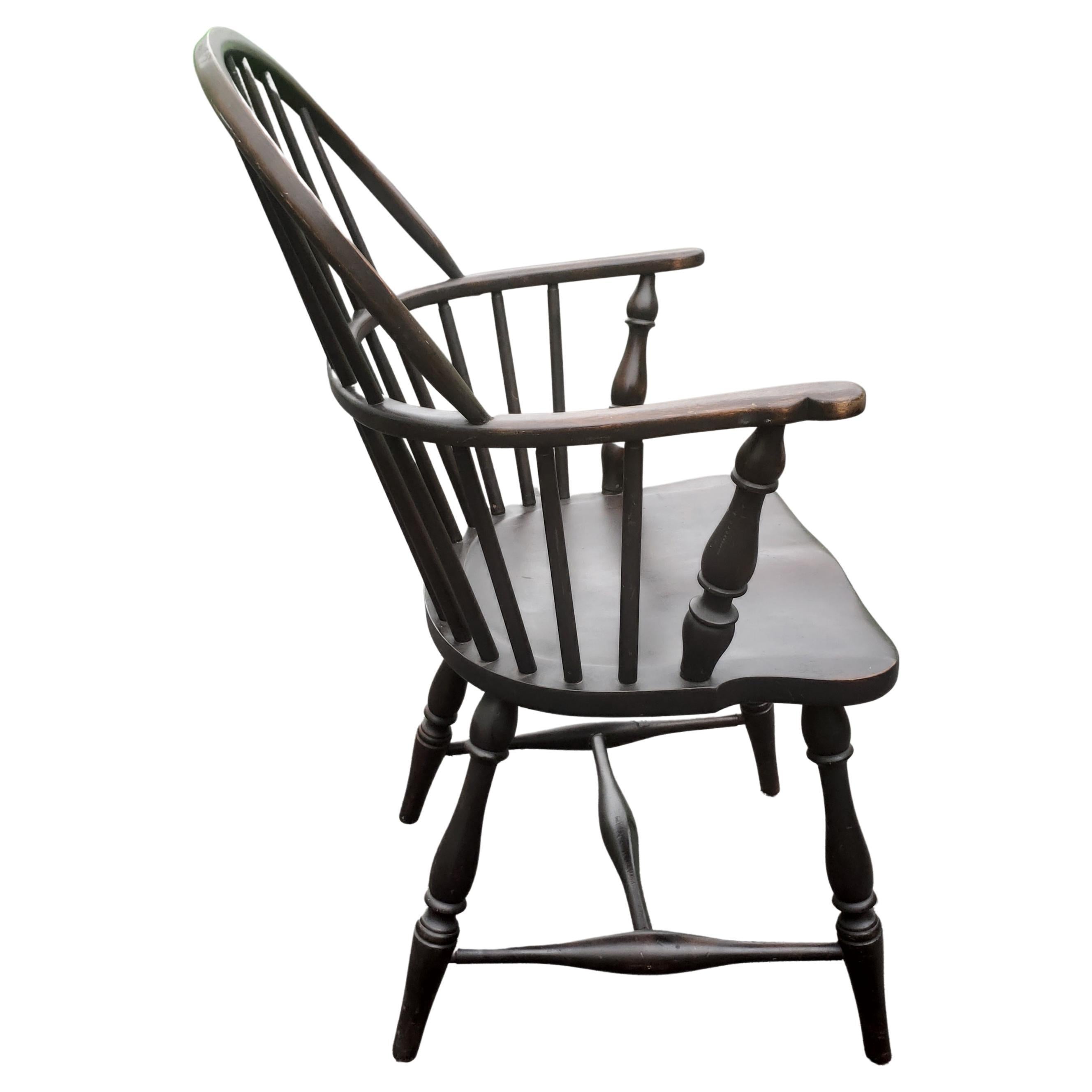 American Colonial Late 18th C. Sack-Back New England Ebonized Windsor Chair