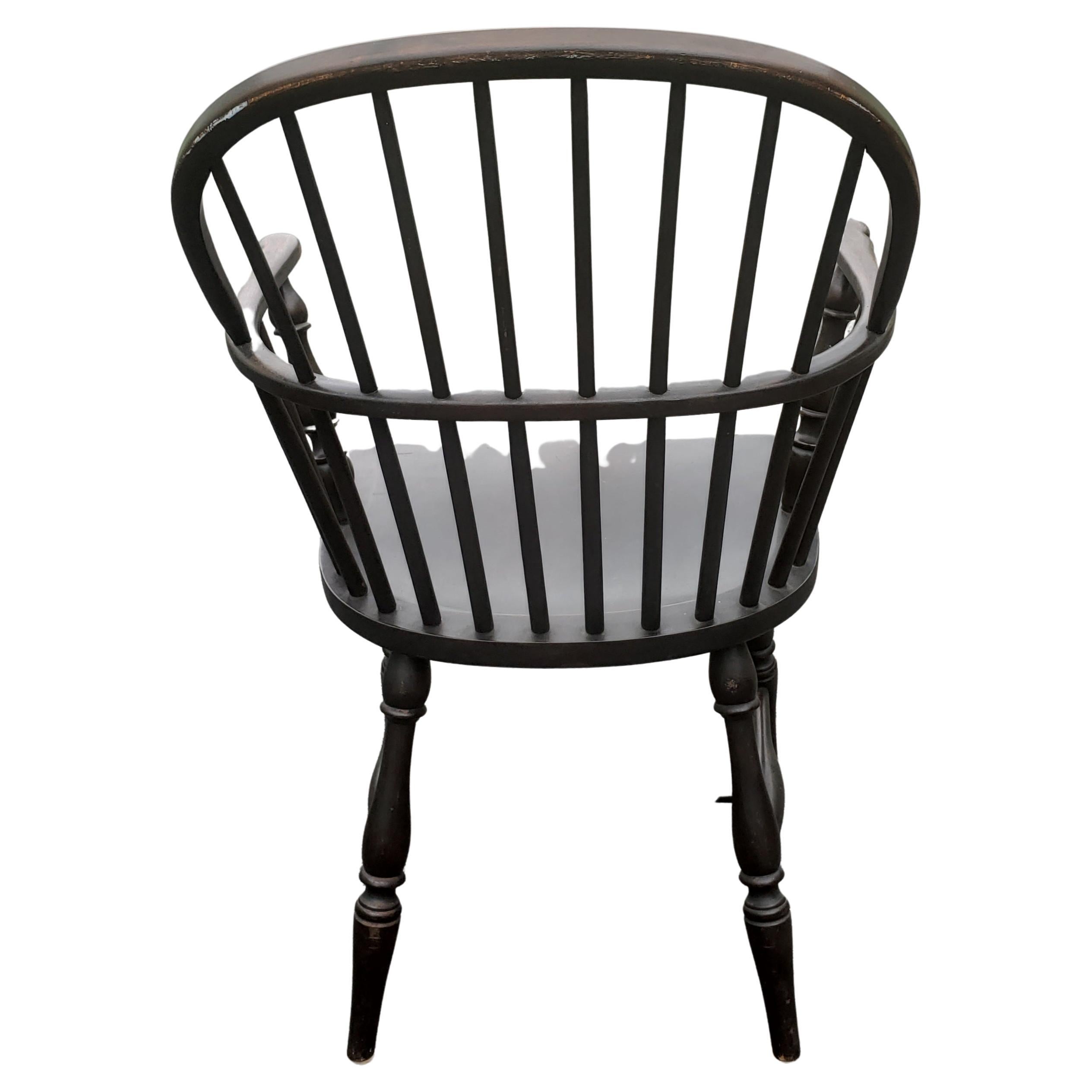 Late 18th C. Sack-Back New England Ebonized Windsor Chair In Good Condition In Germantown, MD