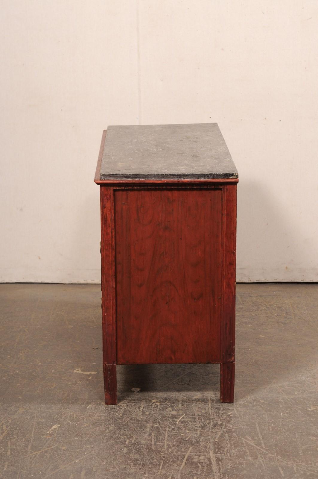 Late 18th C. Swedish Chest w/Traditional Swedish-Red Color &Faux-Marble Top im Angebot 3