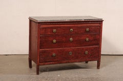 Late 18th C. Swedish Chest w/Traditional Swedish-Red Color &Faux-Marble Top