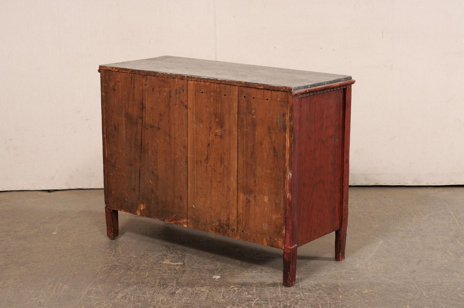 Late 18th C. Swedish Chest w/Traditional Swedish-Red Color &Faux-Marble Top (Holz) im Angebot