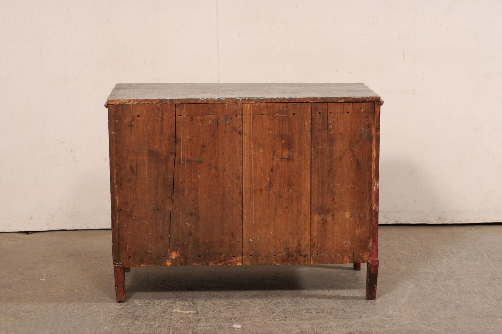 Late 18th C. Swedish Chest w/Traditional Swedish-Red Color &Faux-Marble Top im Angebot 1