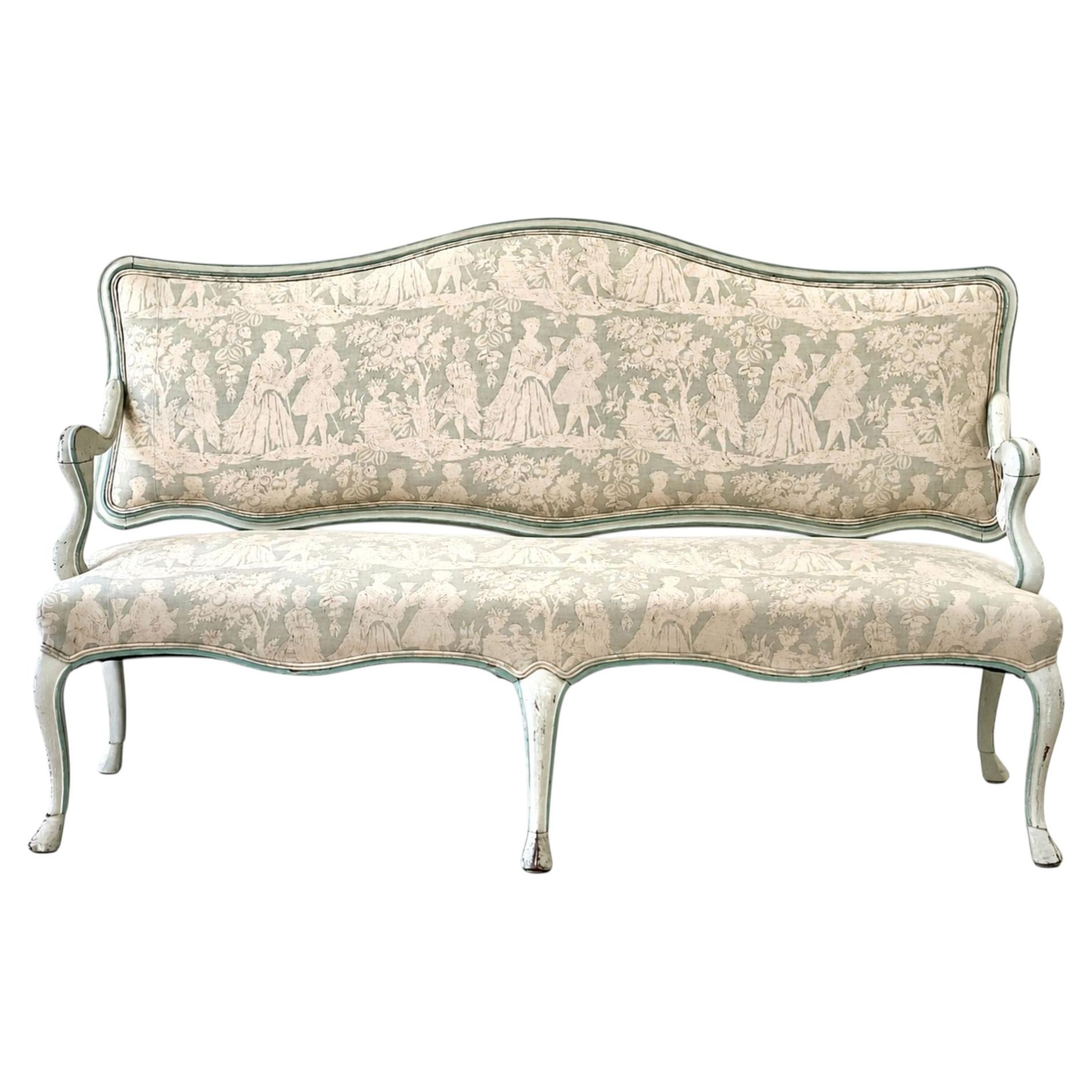 Late 18th C Swedish Rococo Painted Banquette