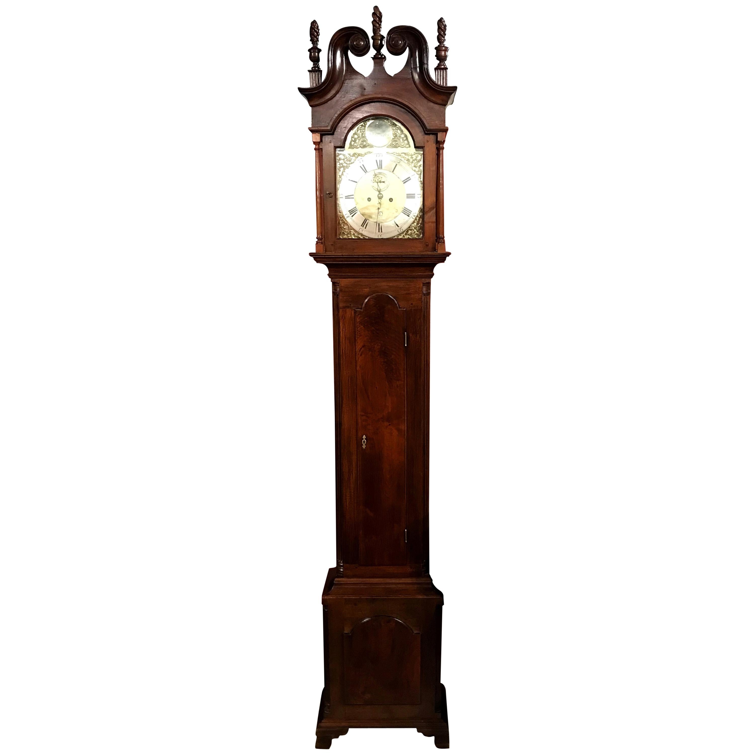 Late 18th Century Thomas Crow, Wilmington DE Mahogany Tall Case Clock