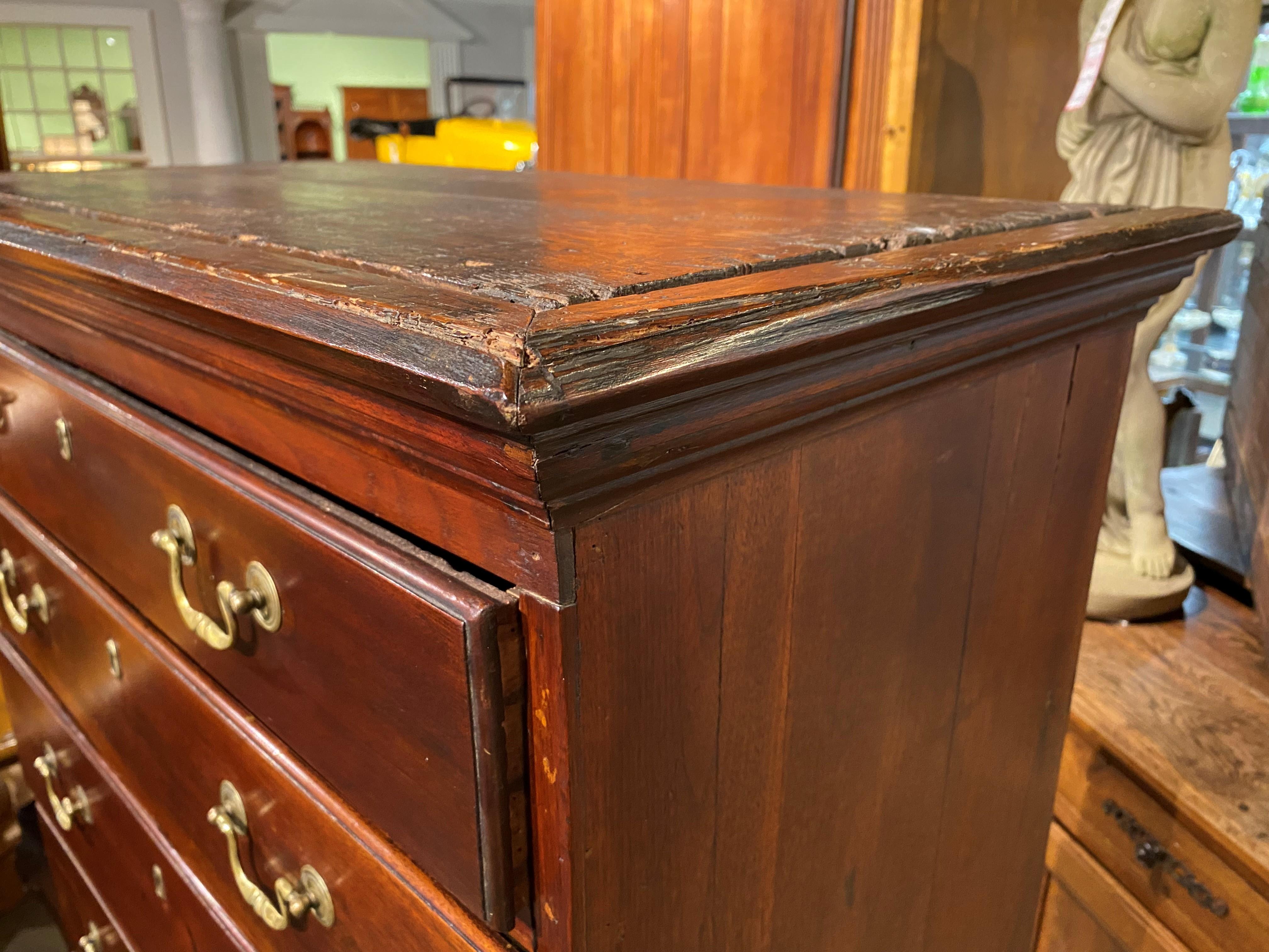 American Late 18th C Walnut Seven Drawer Tall Chest, Probably Maryland or Pennsylvania