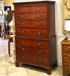Late 18th Cent. Georgian Two Part Mahogany Chest on Chest with Pull Out Slide