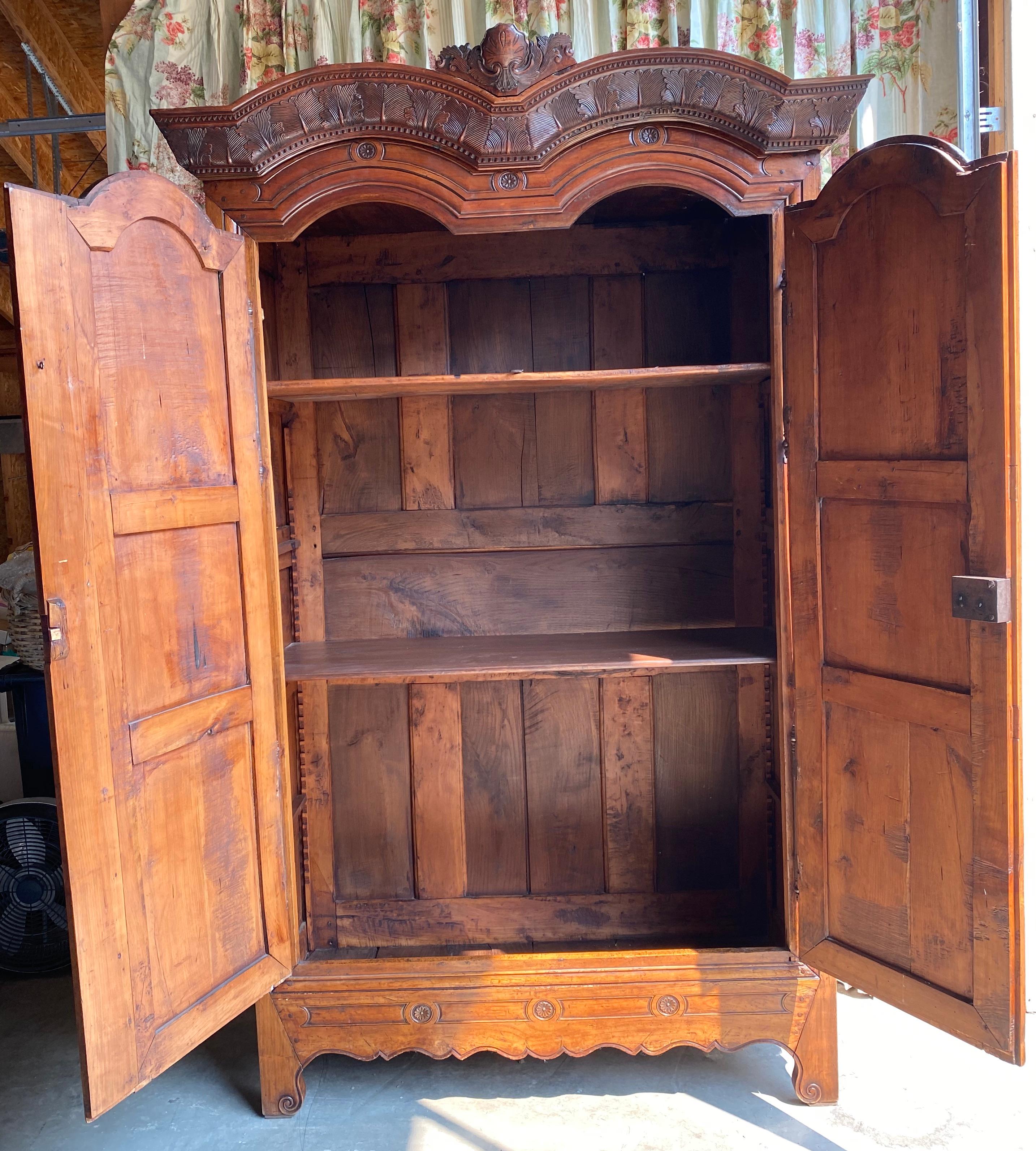 Late 18th C. French Rennes Armoire, Cherrywood, Brittany, Attributed J.B.Depouez For Sale 6