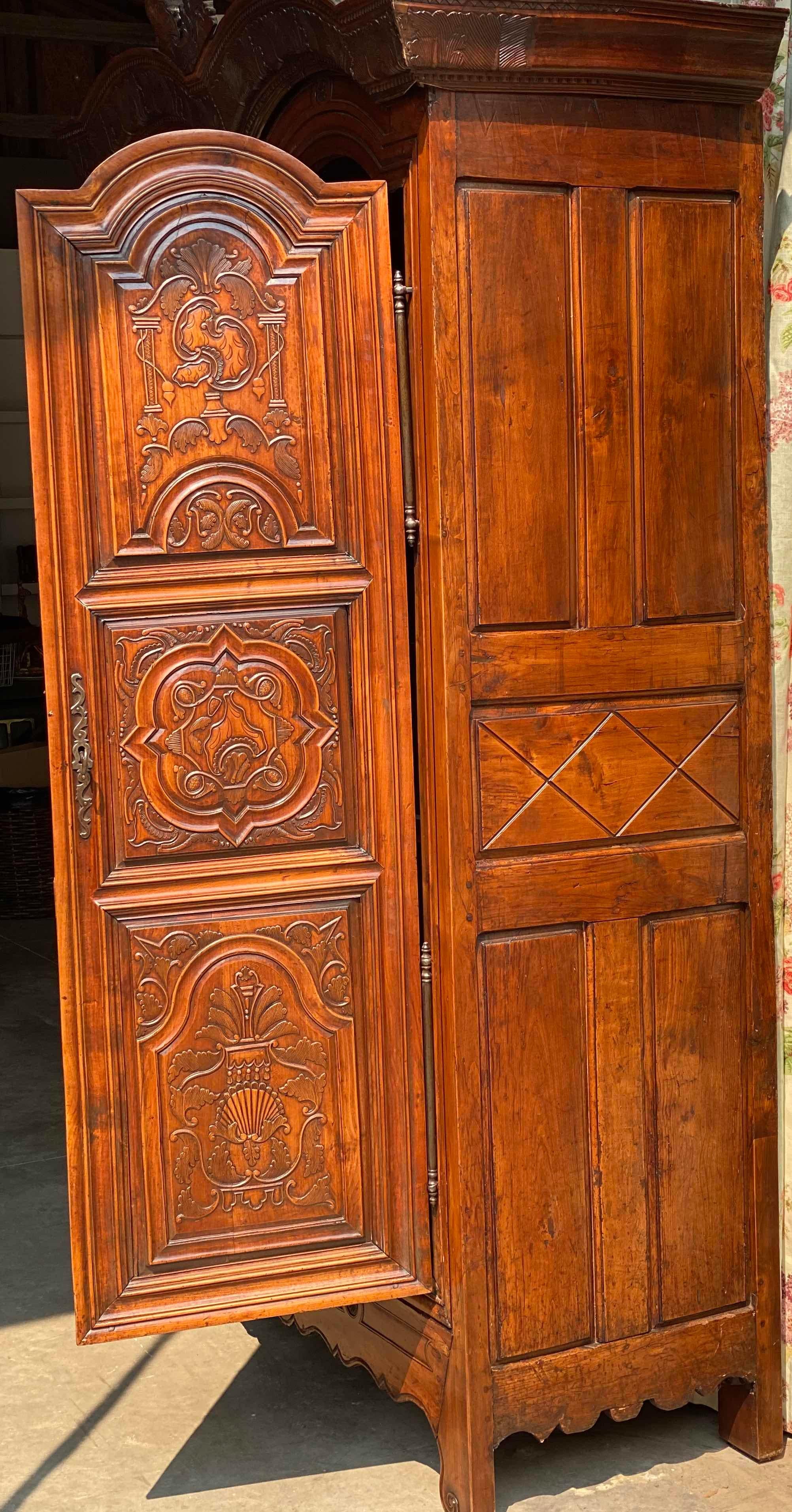 Late 18th C. French Rennes Armoire, Cherrywood, Brittany, Attributed J.B.Depouez For Sale 7