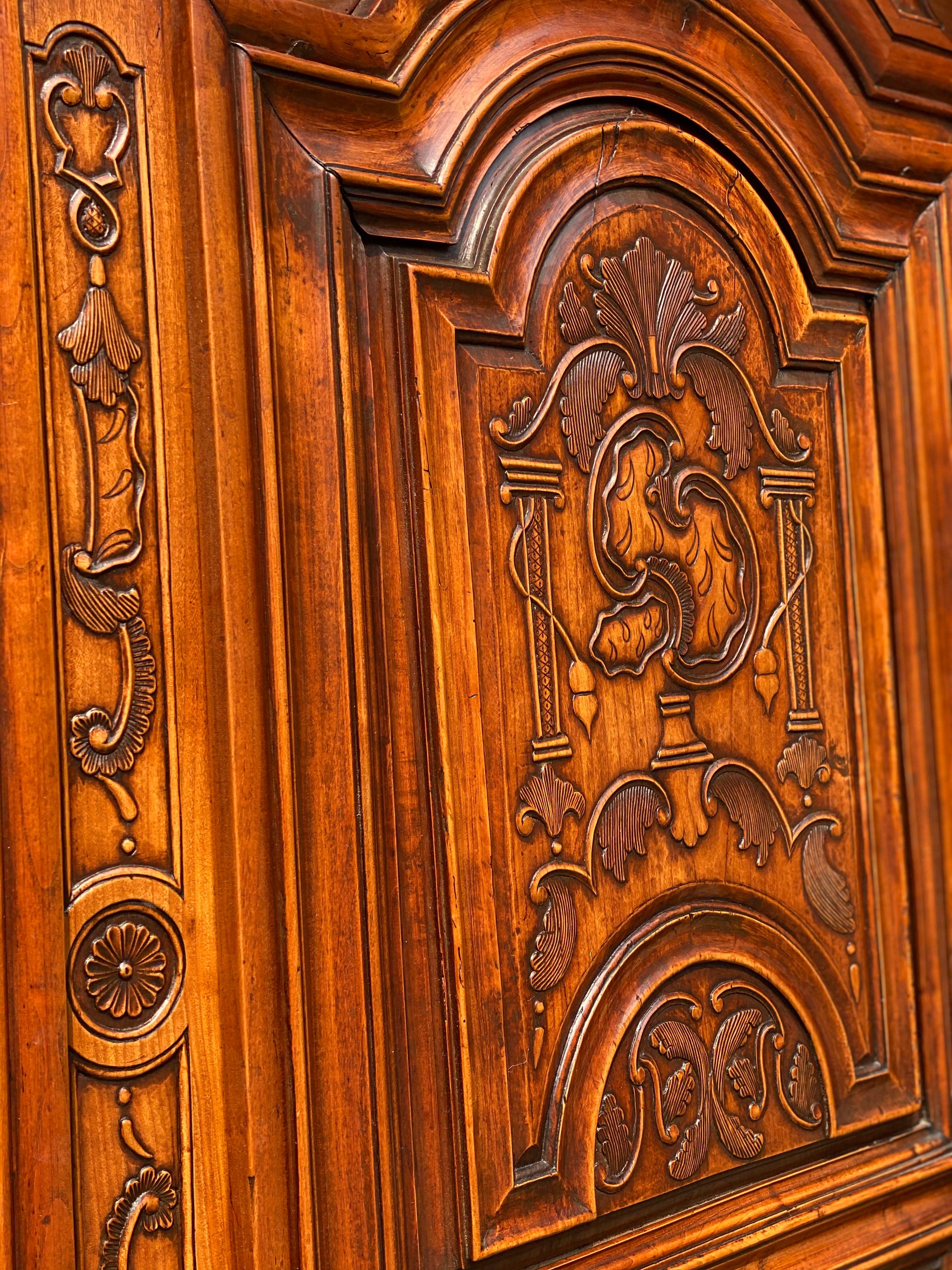 Late 18th C. French Rennes Armoire, Cherrywood, Brittany, Attributed J.B.Depouez In Good Condition For Sale In San Francisco, CA