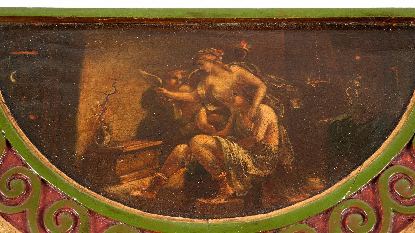 Spätes 18. Jahrhundert Adam bemalt und vergoldet Satinholz Demilune Konsolentisch im Zustand „Gut“ im Angebot in Essex, MA