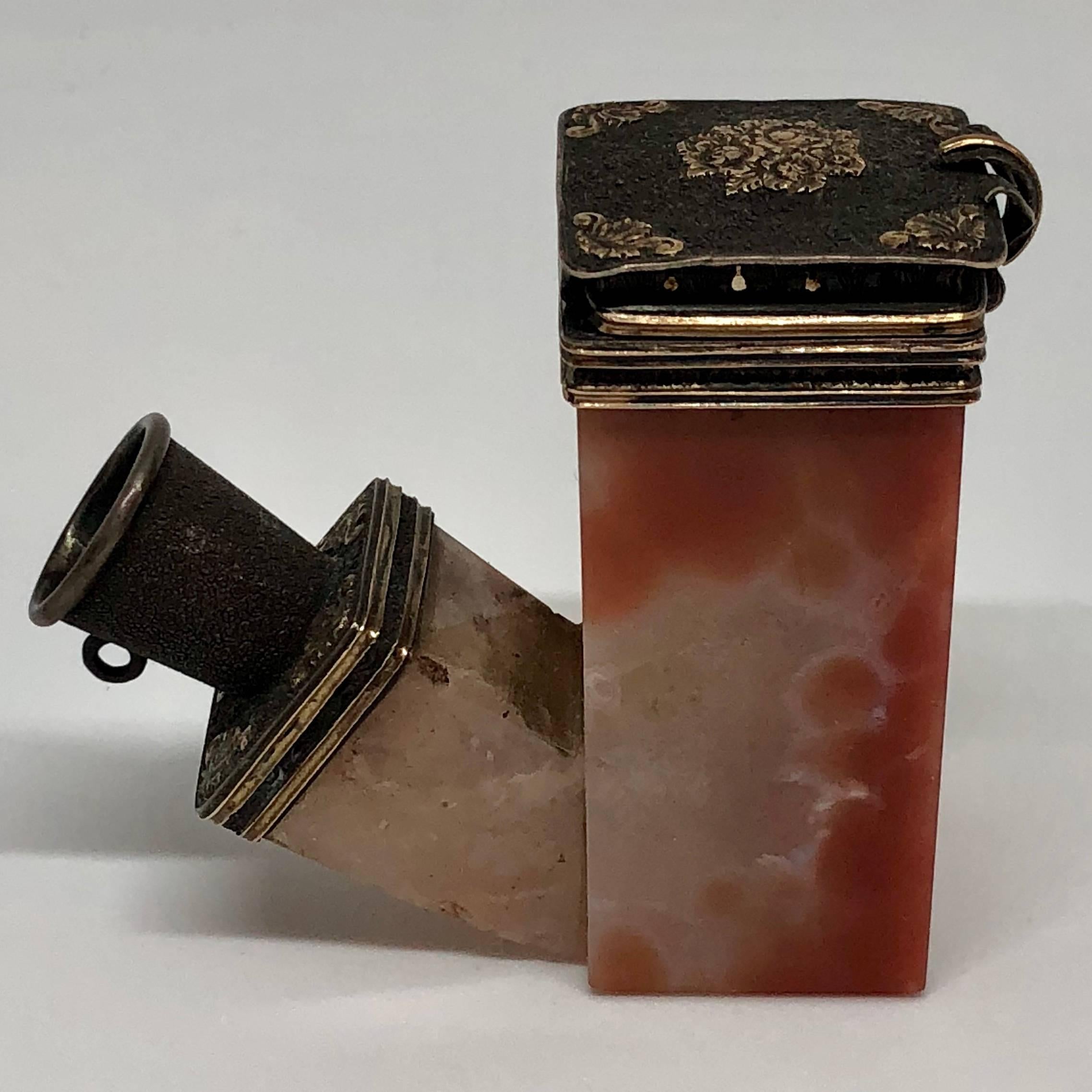 French 18th Century Agate and Silver Pipe Head  2