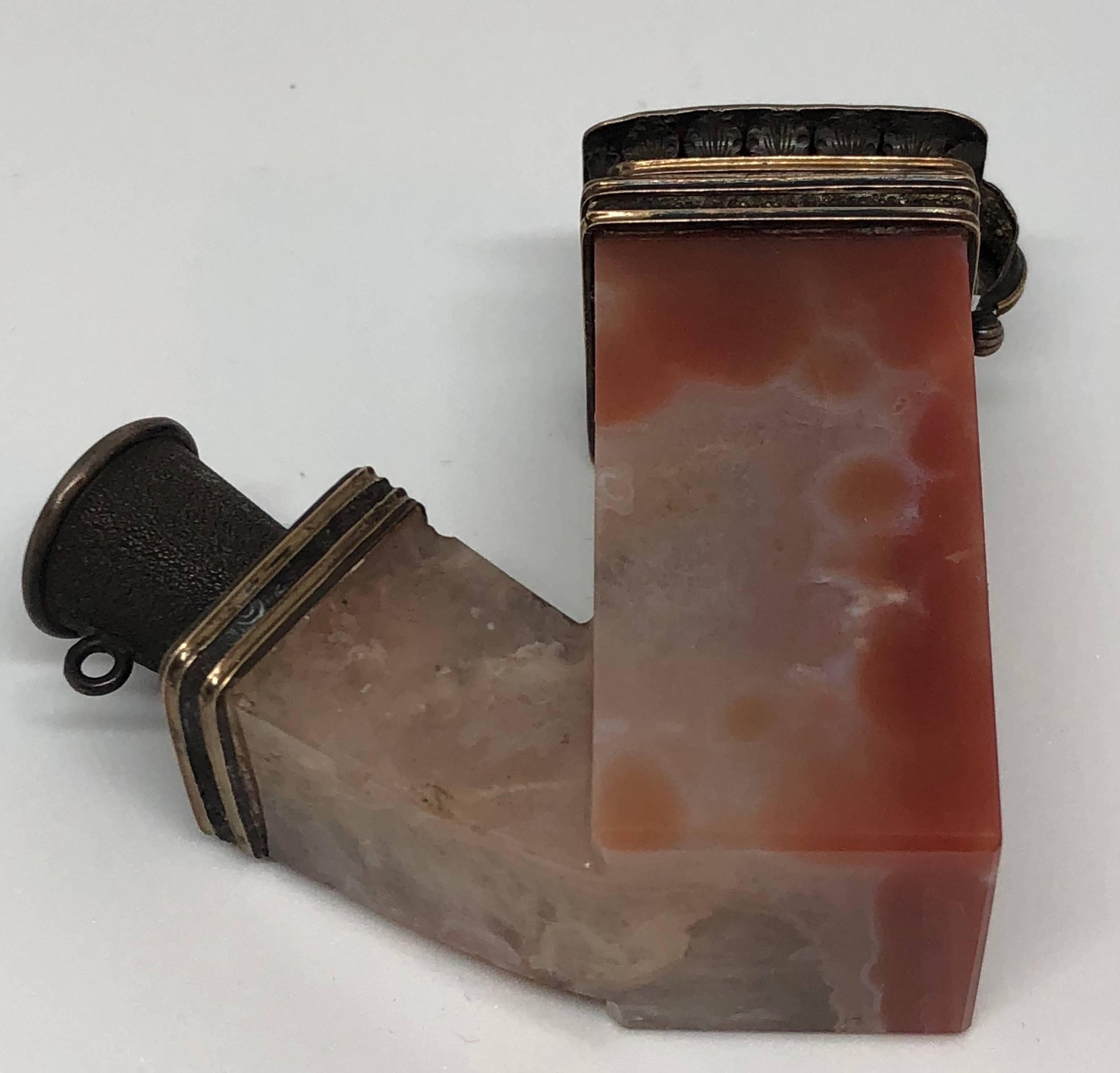 French 18th Century Agate and Silver Pipe Head  3