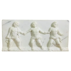 Antique Late 18th Century, Alegory of Friendship, Bas-relief in Carrara Marble
