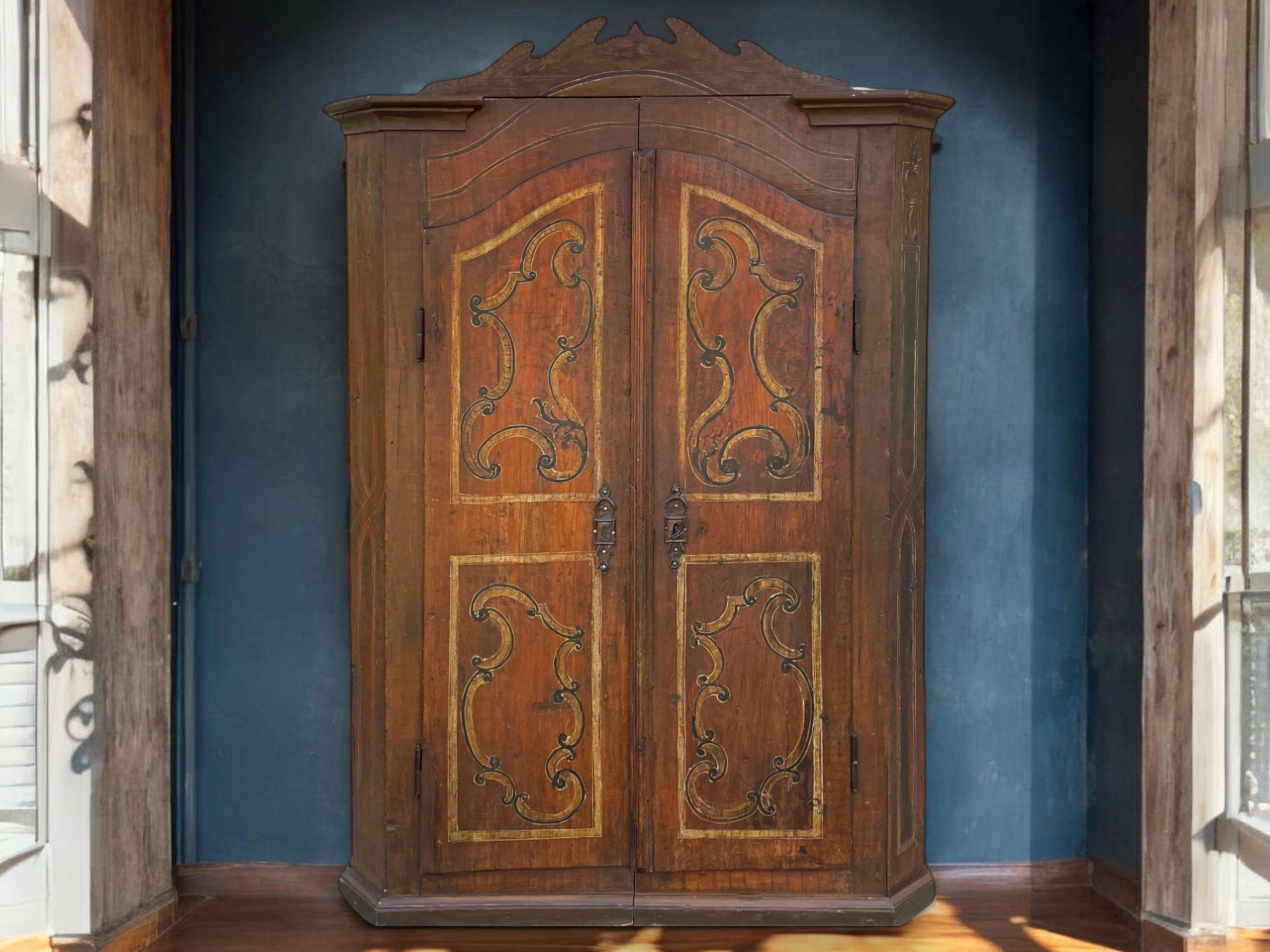 Louis XV Late 18th Century Alpine Painted Cabinet