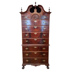 Antique Late 18th Century American Chippendale Mahogany Chest on Chest