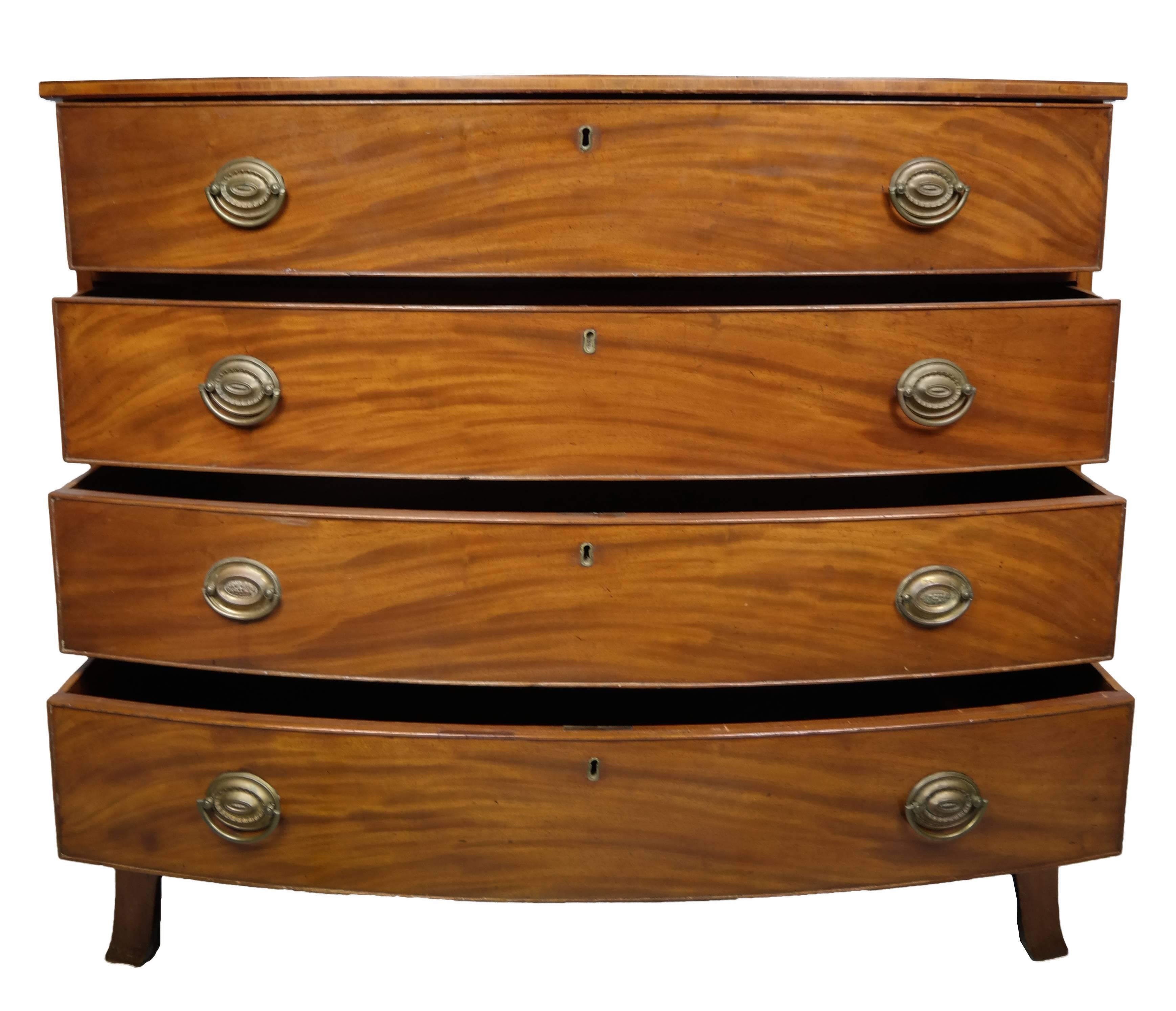 Late 18th Century American Mahogany Bowfront Chest of Drawers, circa 1790. 1