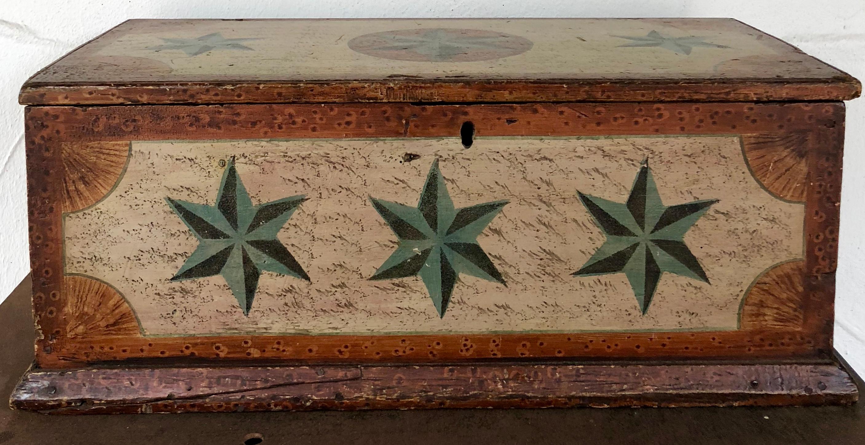 Late 18th Century American Sea Chest with Compass Star Decoration 2