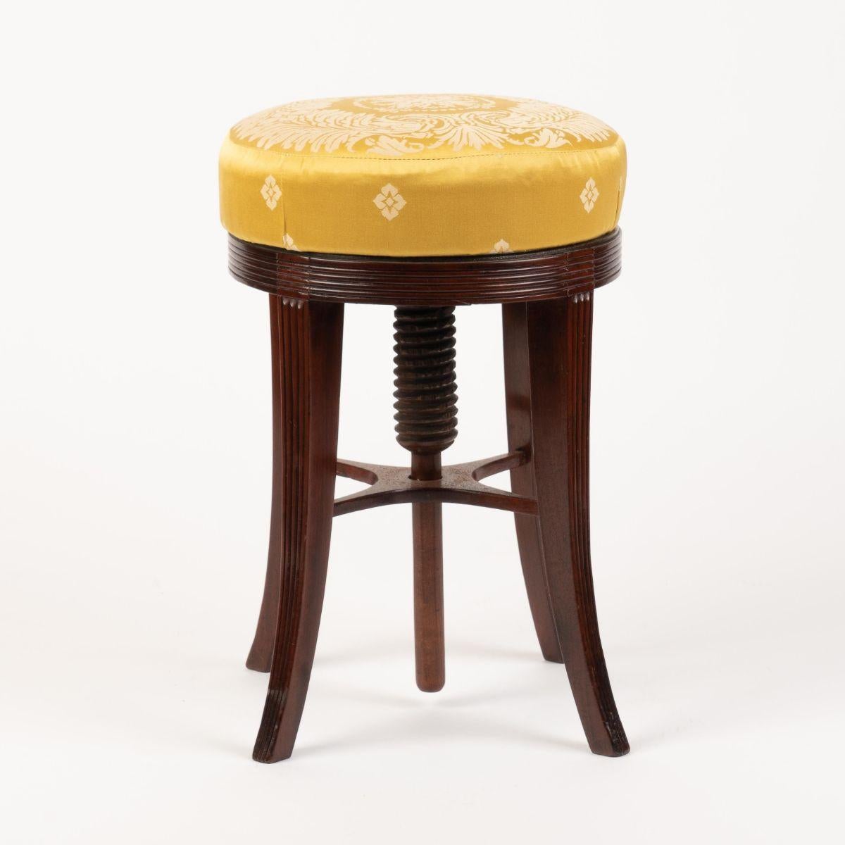 Late 18th Century American Sheraton Mahogany Circular Seat Piano Stool, c. 1790-1800 For Sale