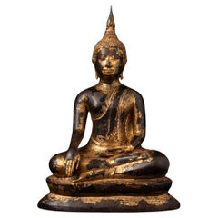 Fin du XVIIIe siècle Statue de Bouddha thaïlandais en bronze antique de Thaïlande