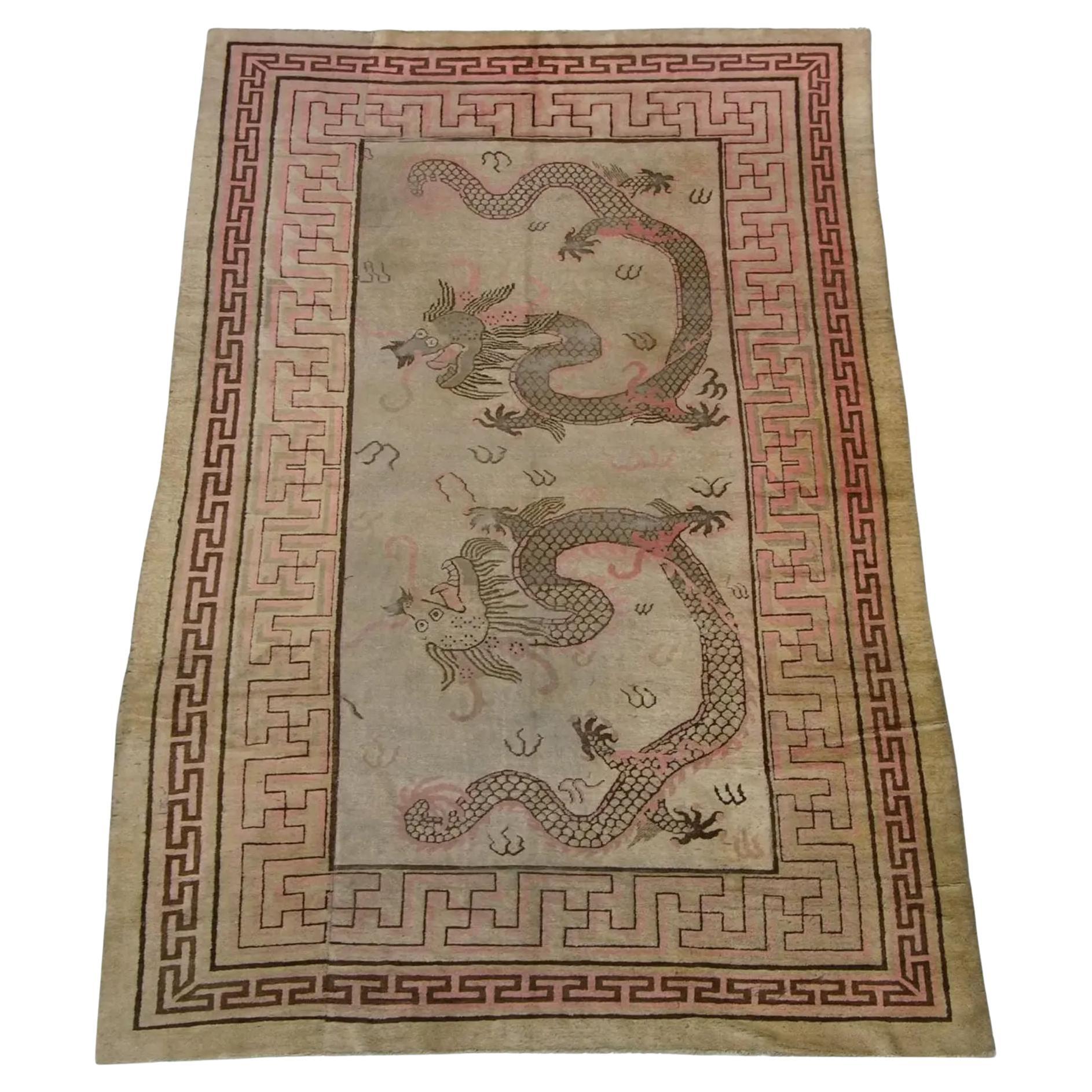 Late 18th Century Antique Dragon Design Chinese Rug 11'9'' X 7'3'' For Sale