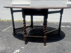 Late 18th Century Antique English Oak Barley Twist Gateleg Table