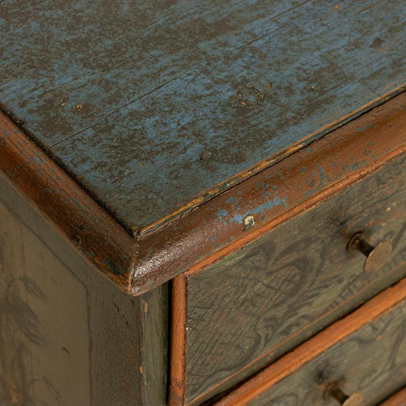Late 18th Century Antique Original Green Painted Small Chest of Drawers Nightsta 4