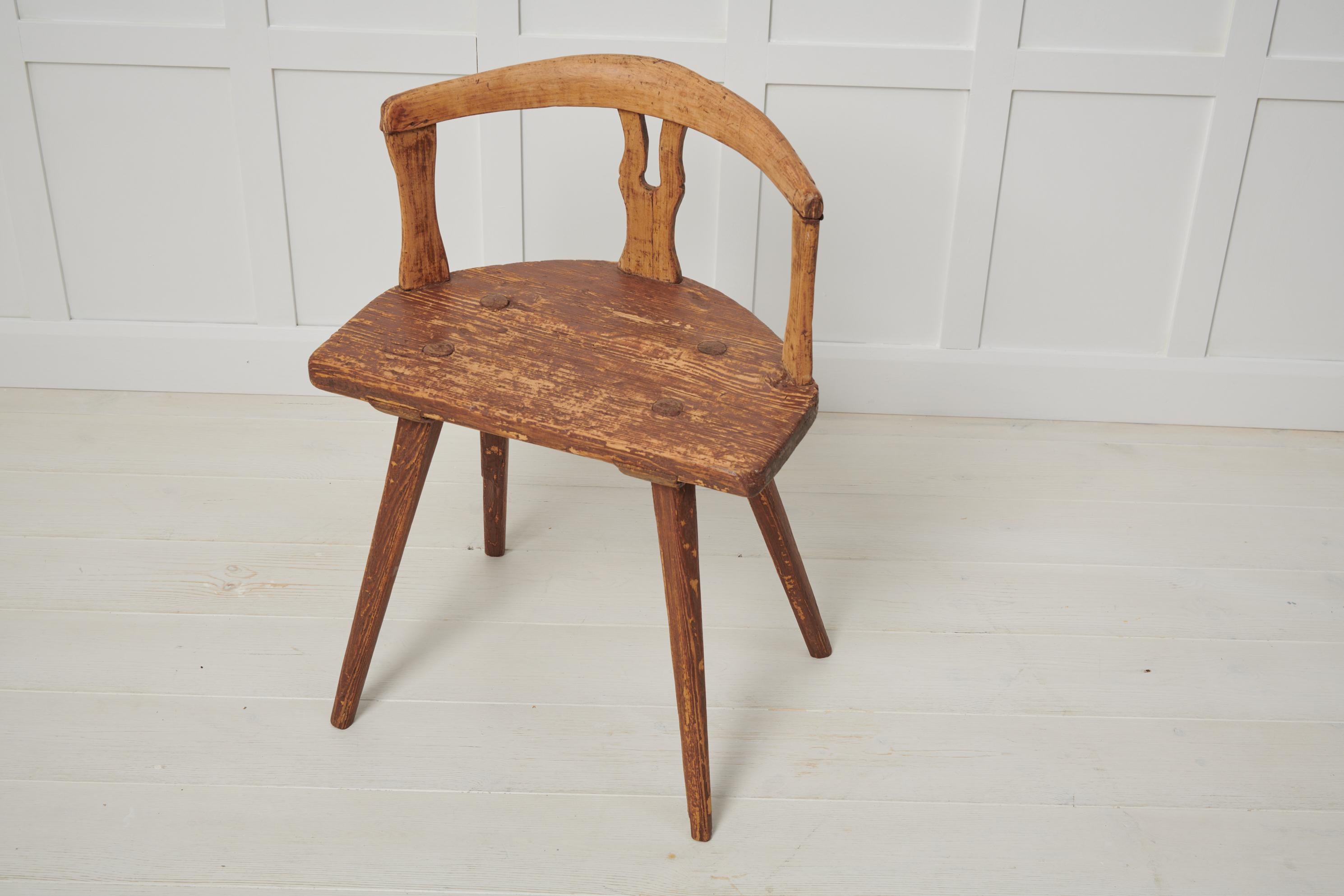Pine Late 18th Century Antique Primitive Swedish Folk Art Chair 