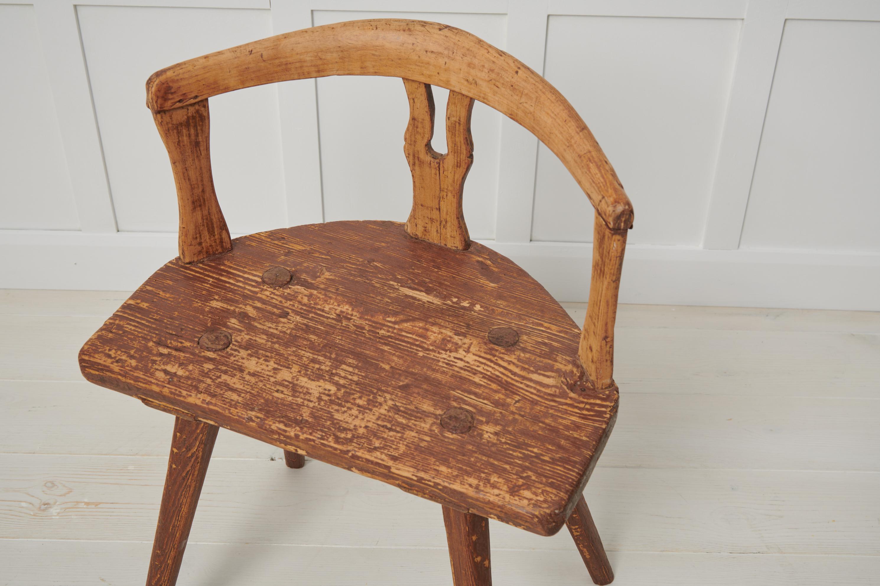 Late 18th Century Antique Primitive Swedish Folk Art Chair  1
