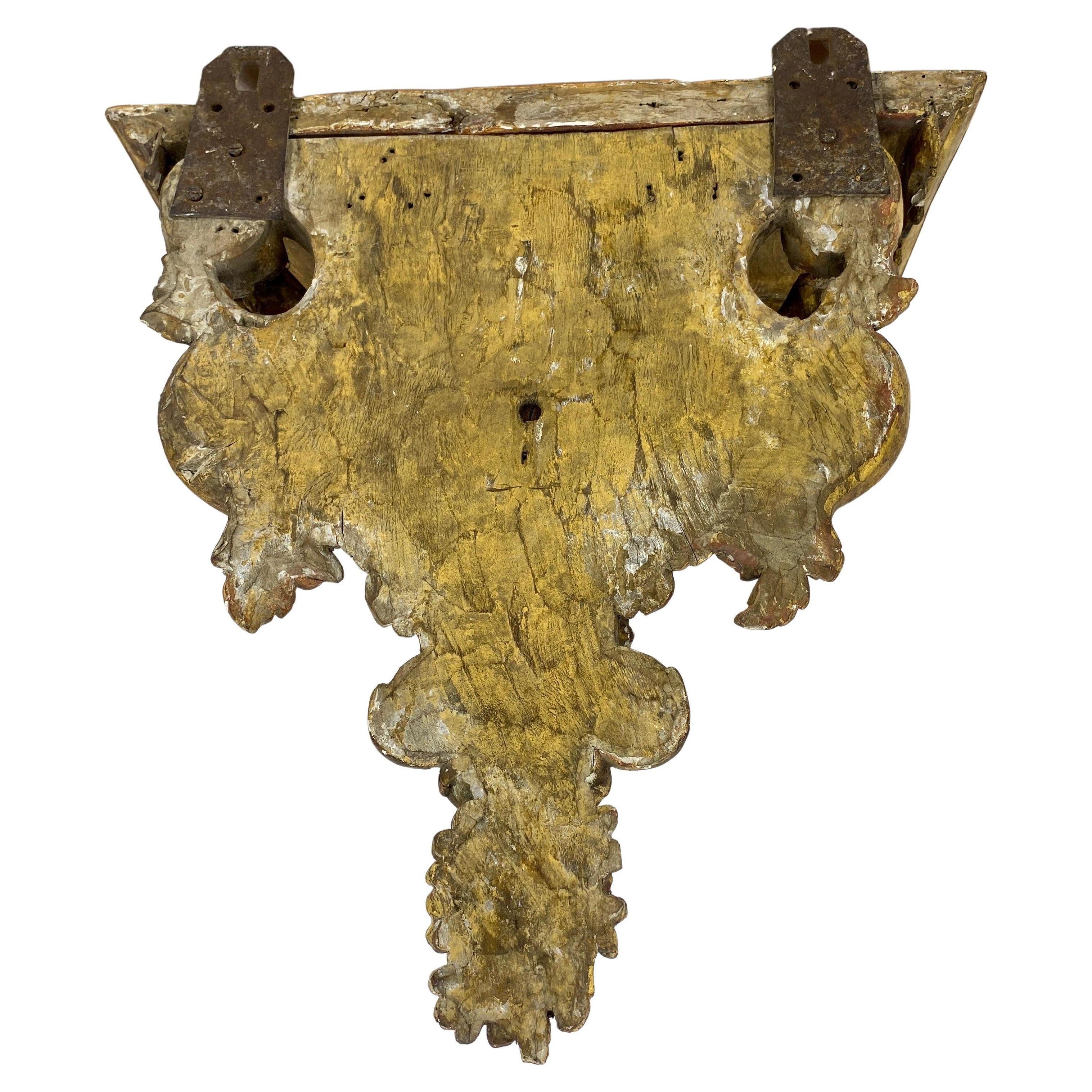 Late 18th Century Architectural Gilded Wall Fragment Shelf, Italy In Good Condition For Sale In Haddonfield, NJ